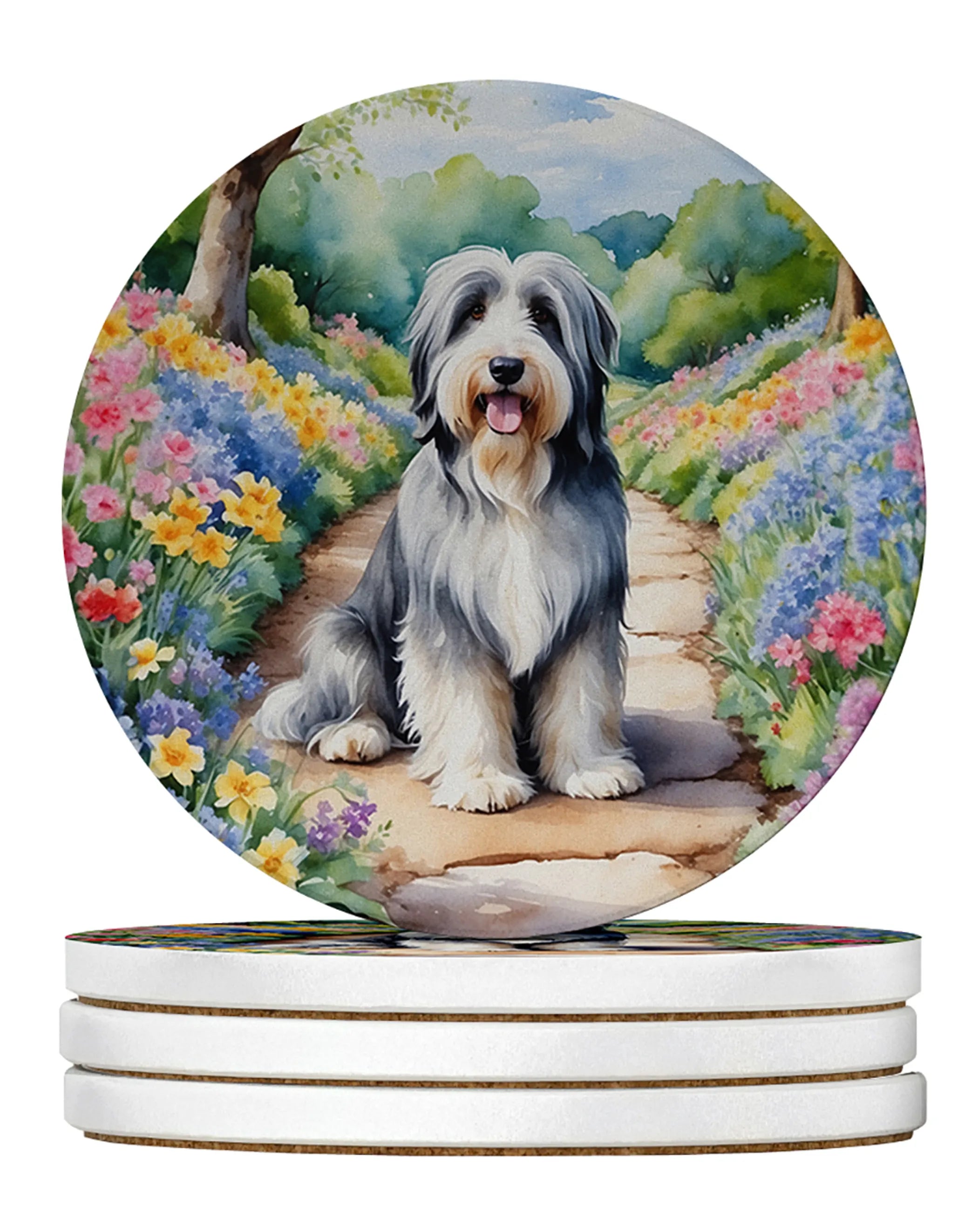 Spring Path Large Sandstone Coasters - Pack of 4 High-Quality Coasters