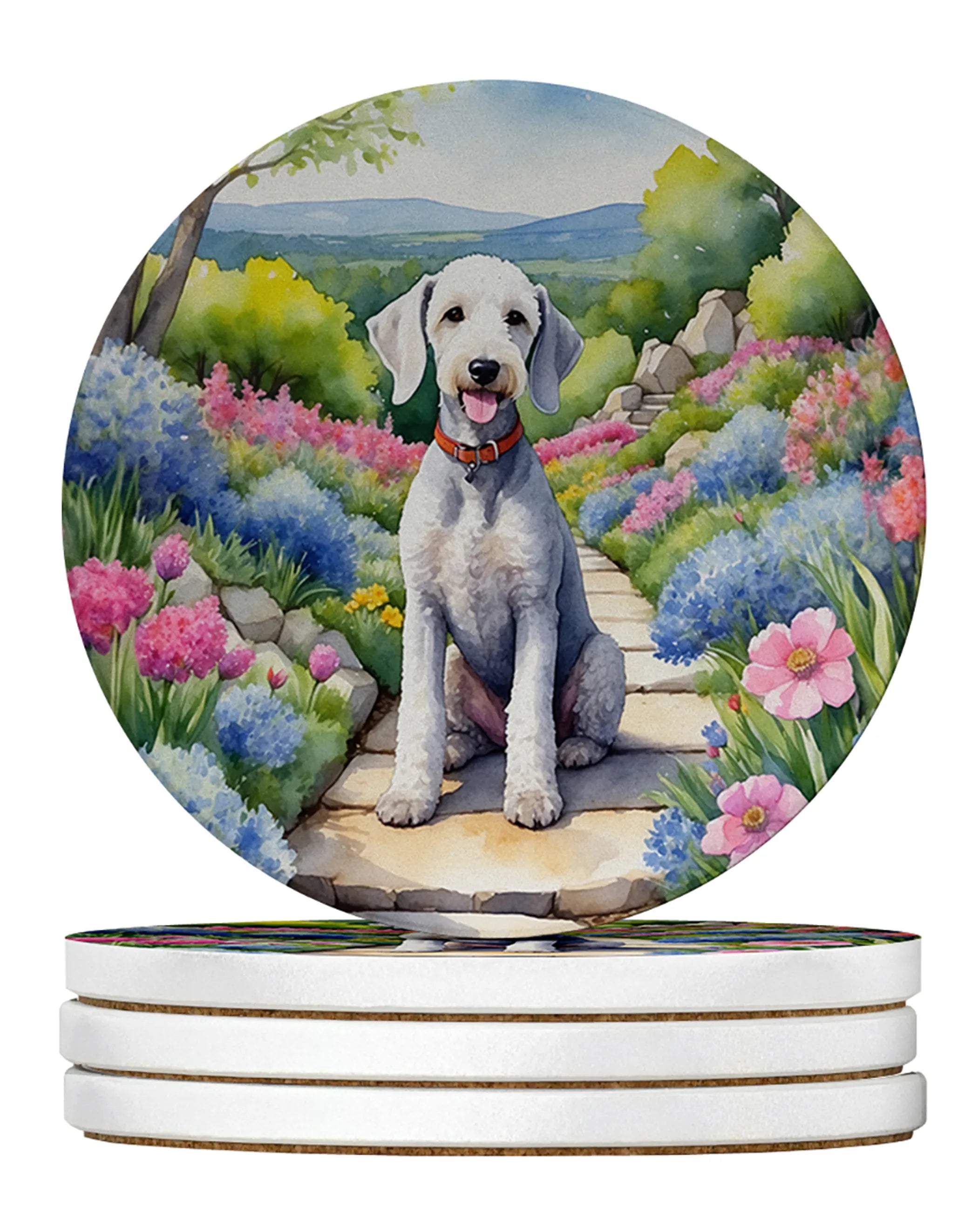 Spring Path Large Sandstone Coasters - Pack of 4 High-Quality Coasters