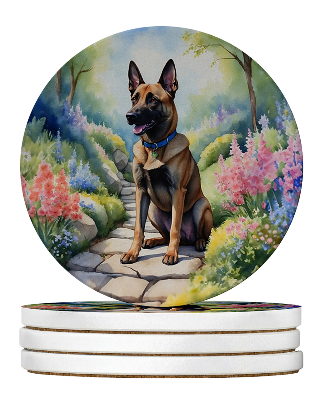 Spring Path Large Sandstone Coasters - Pack of 4 High-Quality Coasters