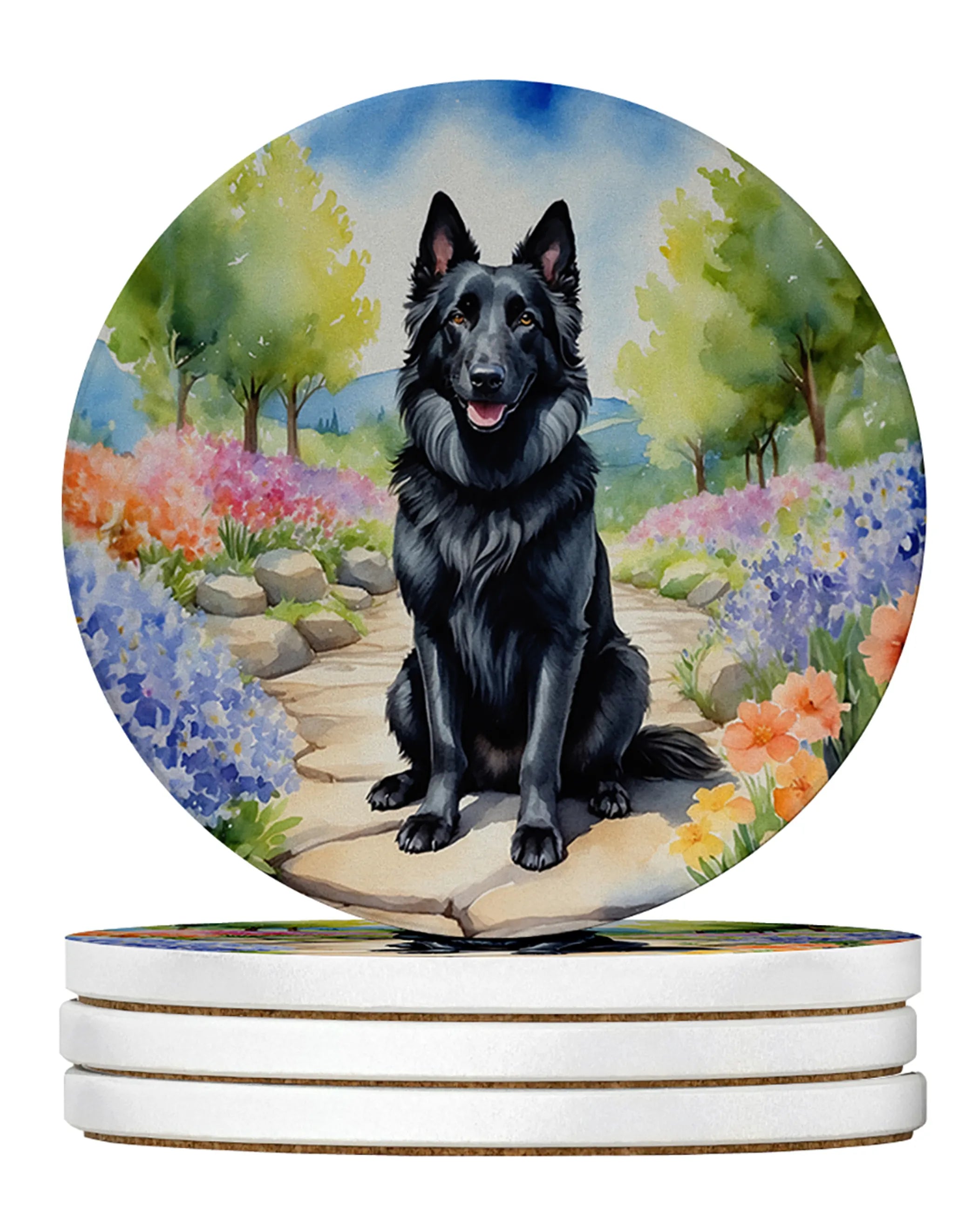 Spring Path Large Sandstone Coasters - Pack of 4 High-Quality Coasters