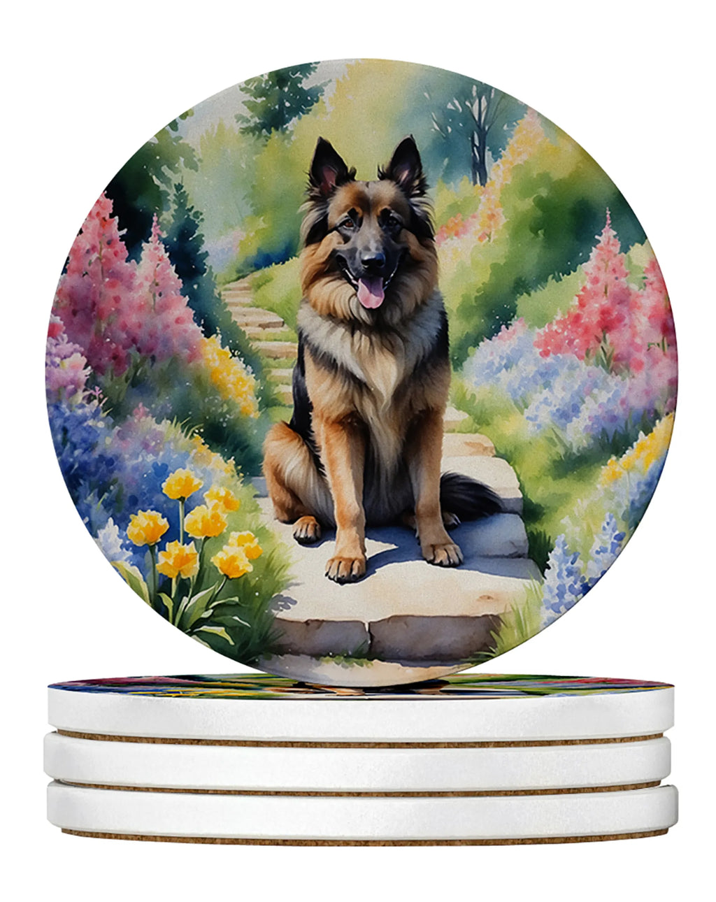Spring Path Large Sandstone Coasters - Pack of 4 High-Quality Coasters