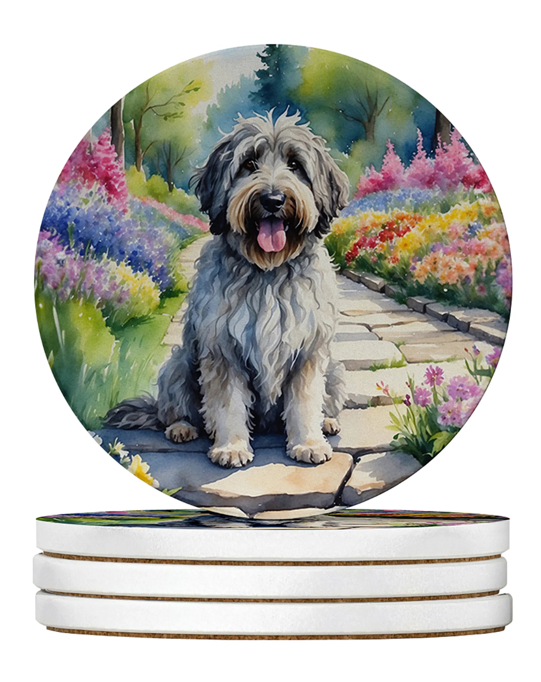 Spring Path Large Sandstone Coasters - Pack of 4 High-Quality Coasters