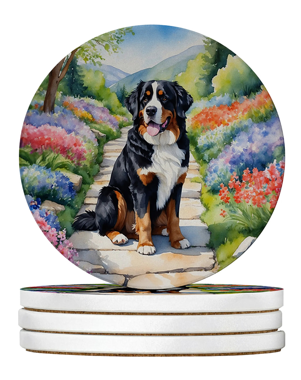 Spring Path Large Sandstone Coasters - Pack of 4 High-Quality Coasters