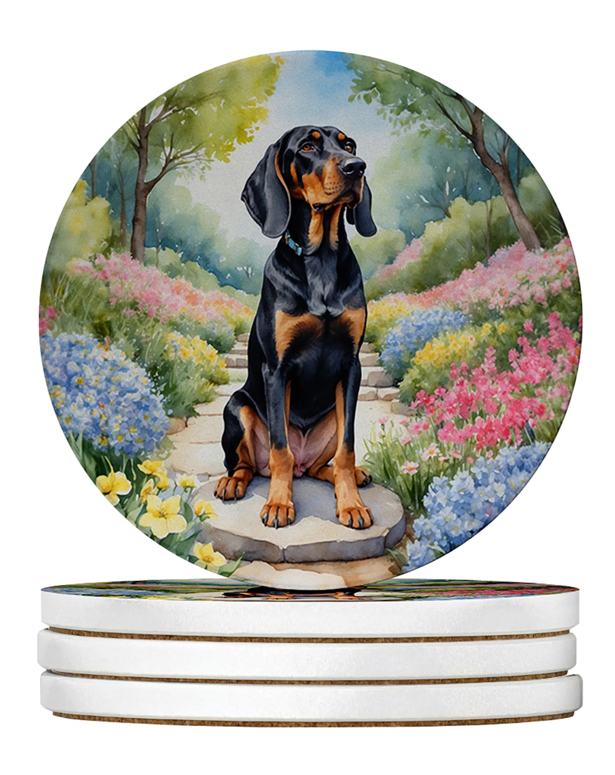 Spring Path Large Sandstone Coasters - Pack of 4 High-Quality Coasters