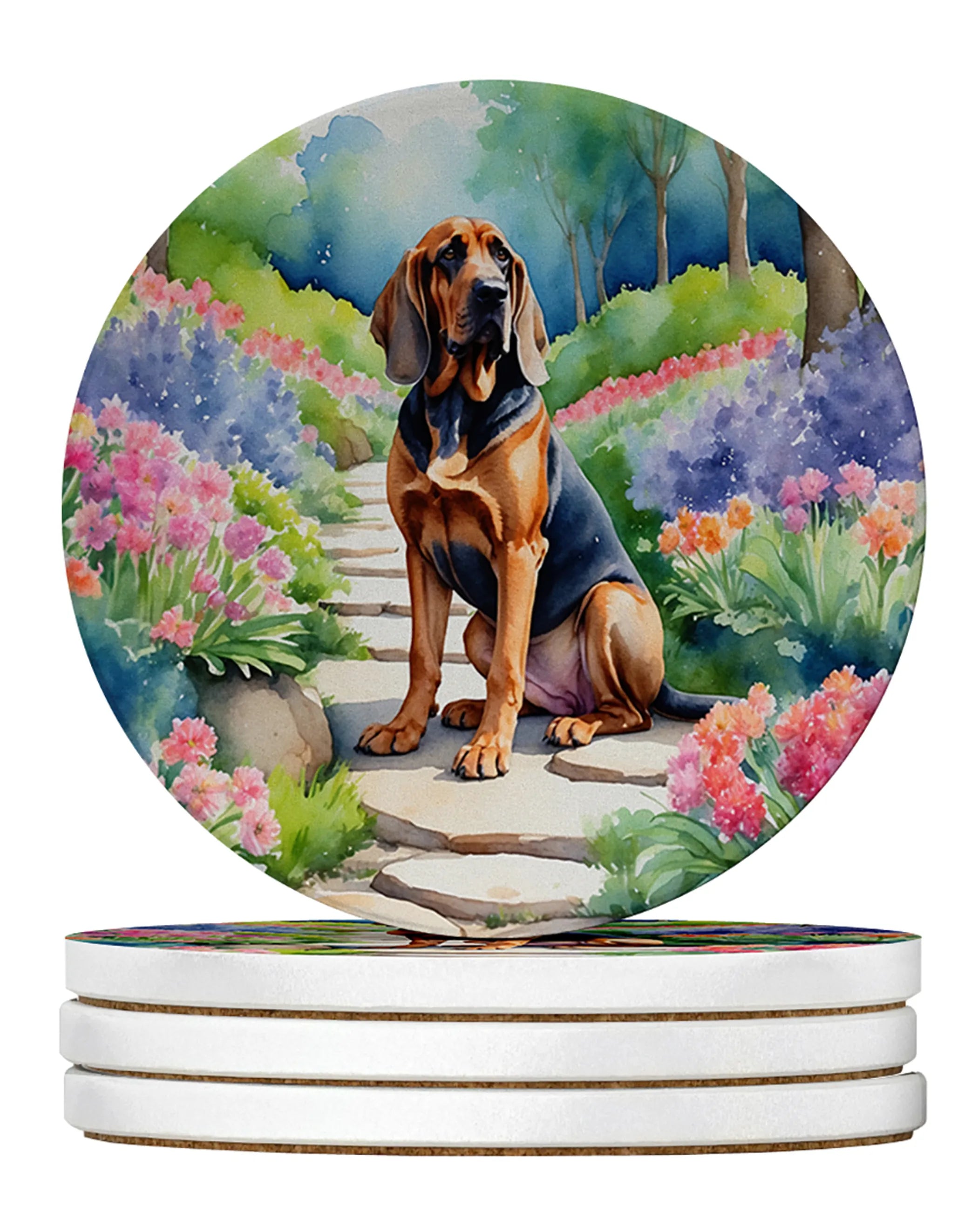 Spring Path Large Sandstone Coasters - Pack of 4 High-Quality Coasters