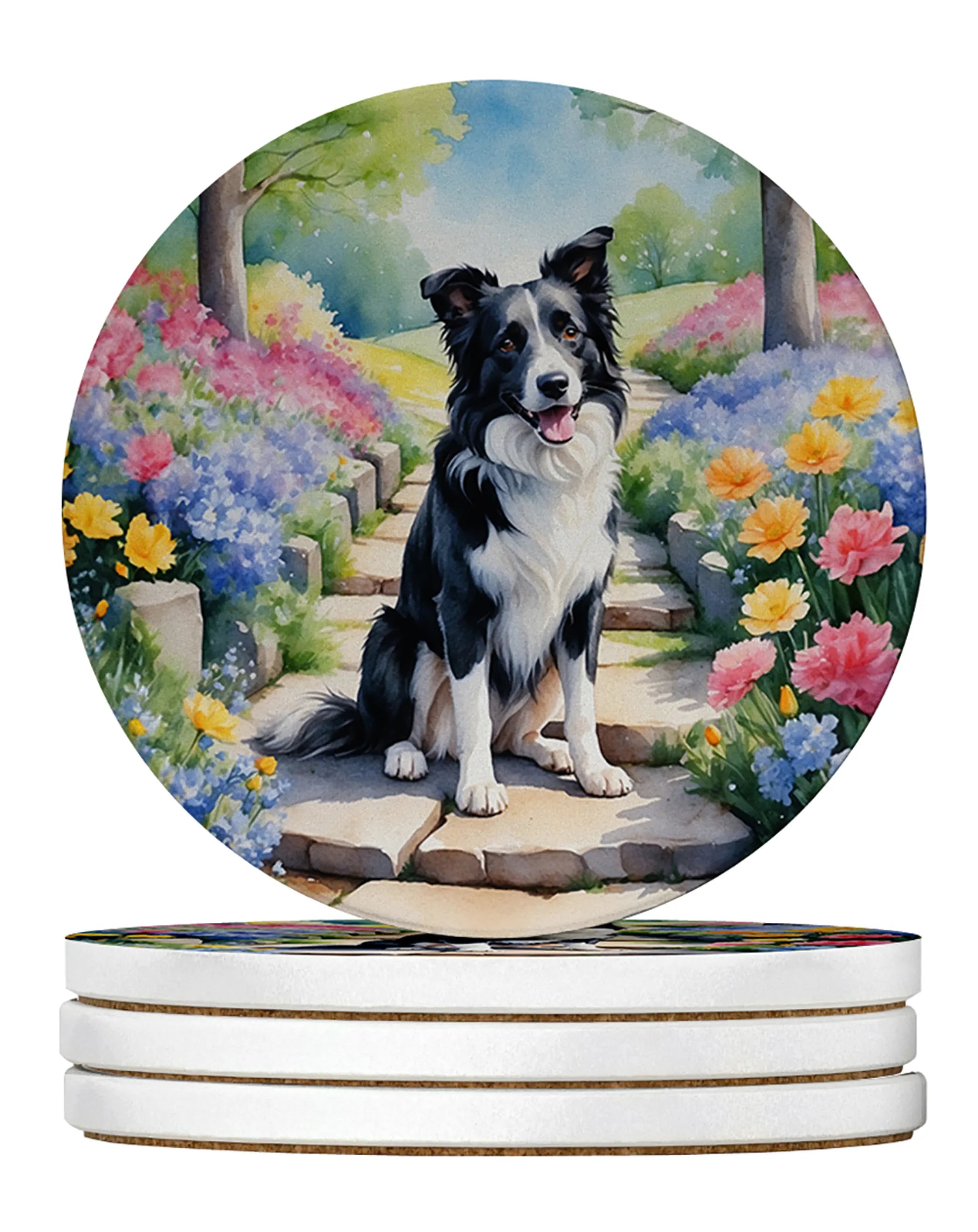 Spring Path Large Sandstone Coasters - Pack of 4 High-Quality Coasters