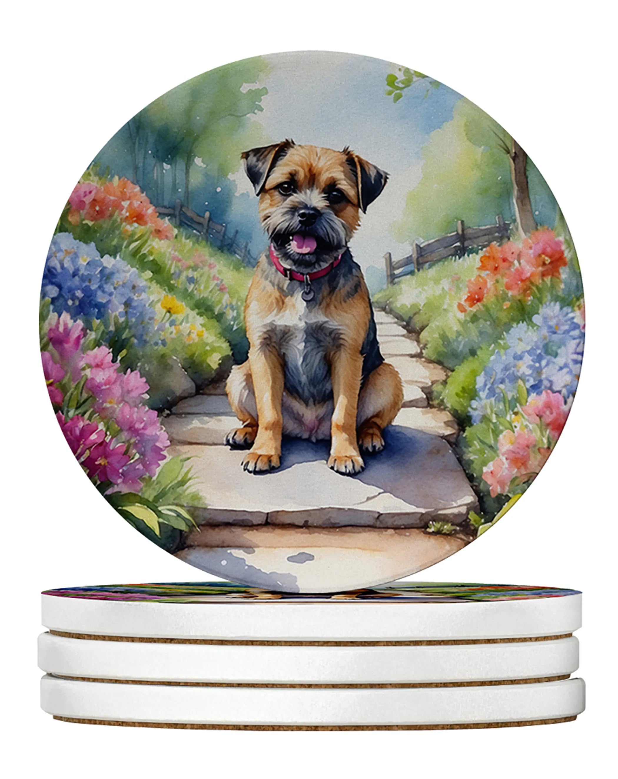 Spring Path Large Sandstone Coasters - Pack of 4 High-Quality Coasters