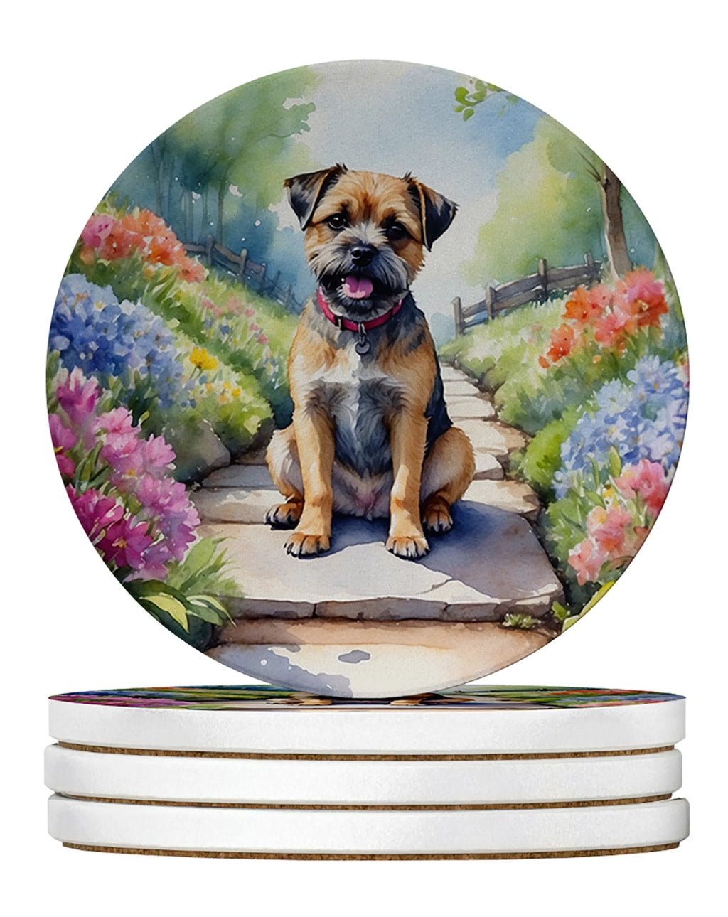 Spring Path Large Sandstone Coasters - Pack of 4 High-Quality Coasters