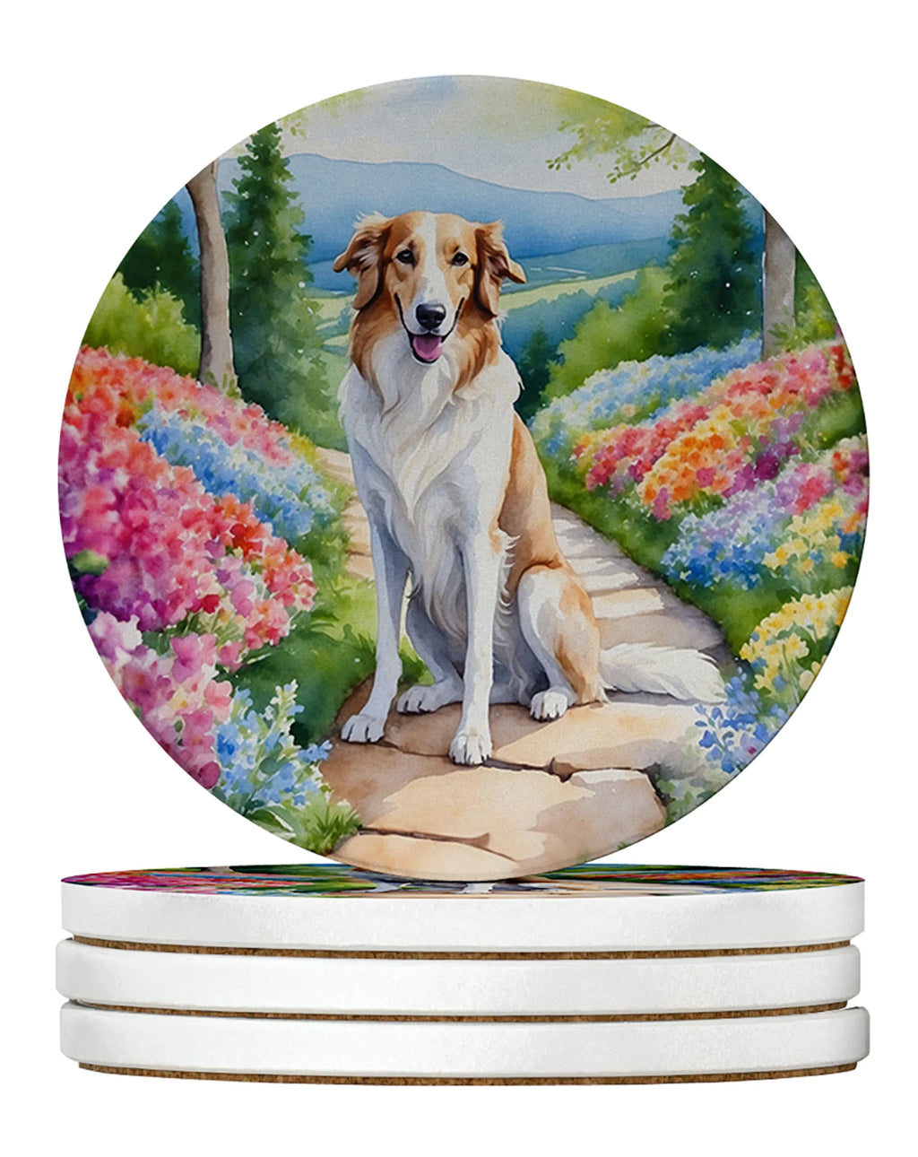 Spring Path Large Sandstone Coasters - Pack of 4 High-Quality Coasters