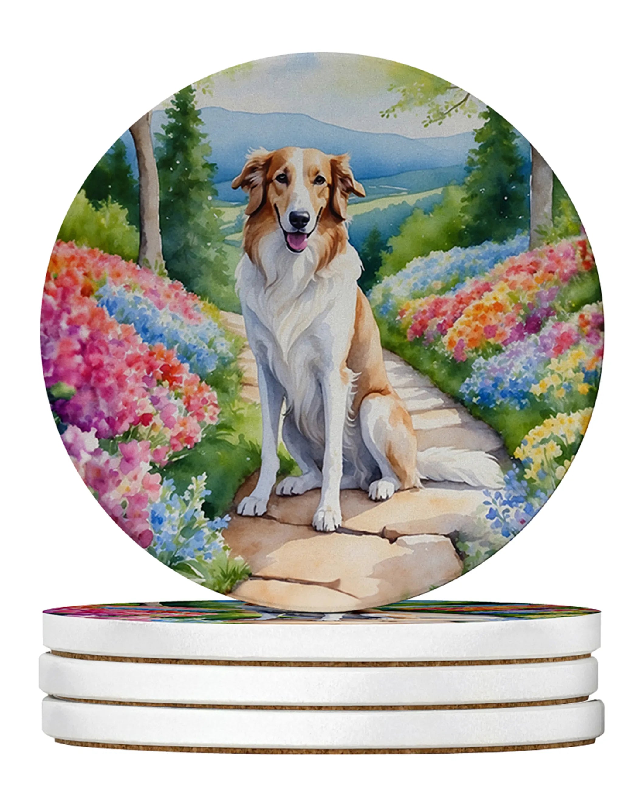 Spring Path Large Sandstone Coasters - Pack of 4 High-Quality Coasters