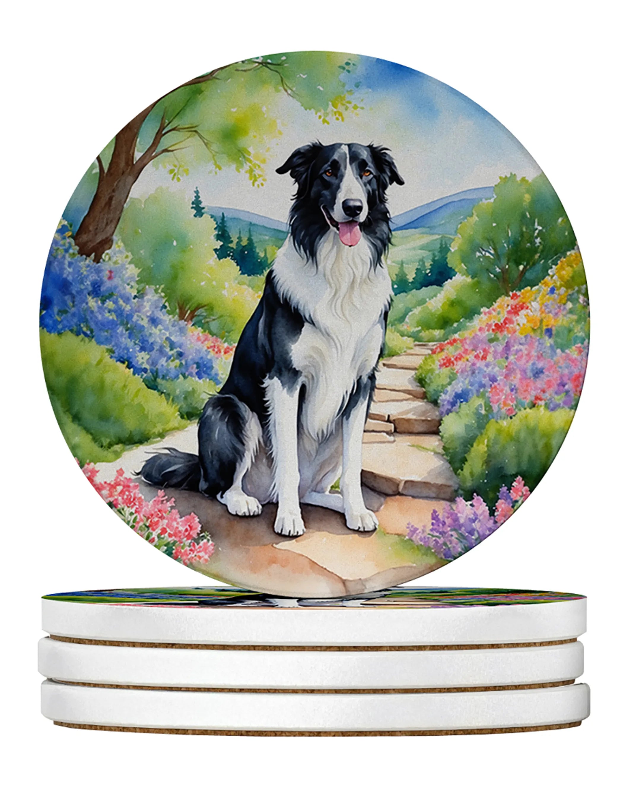Spring Path Large Sandstone Coasters - Pack of 4 High-Quality Coasters