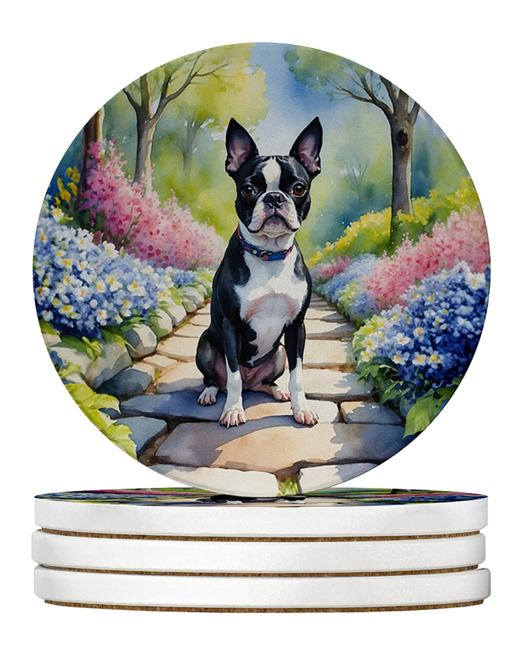 Spring Path Large Sandstone Coasters - Pack of 4 High-Quality Coasters