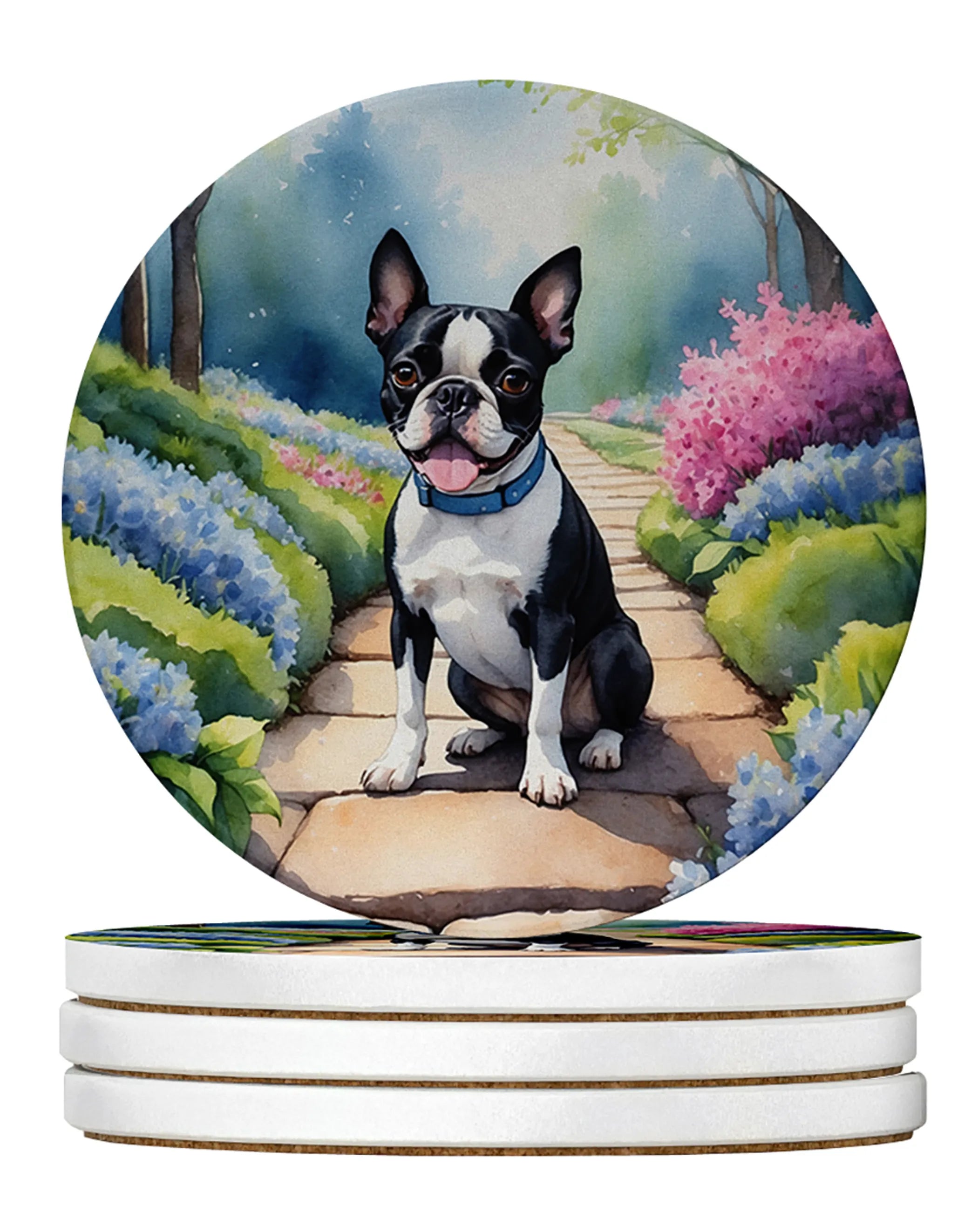 Spring Path Large Sandstone Coasters - Pack of 4 High-Quality Coasters
