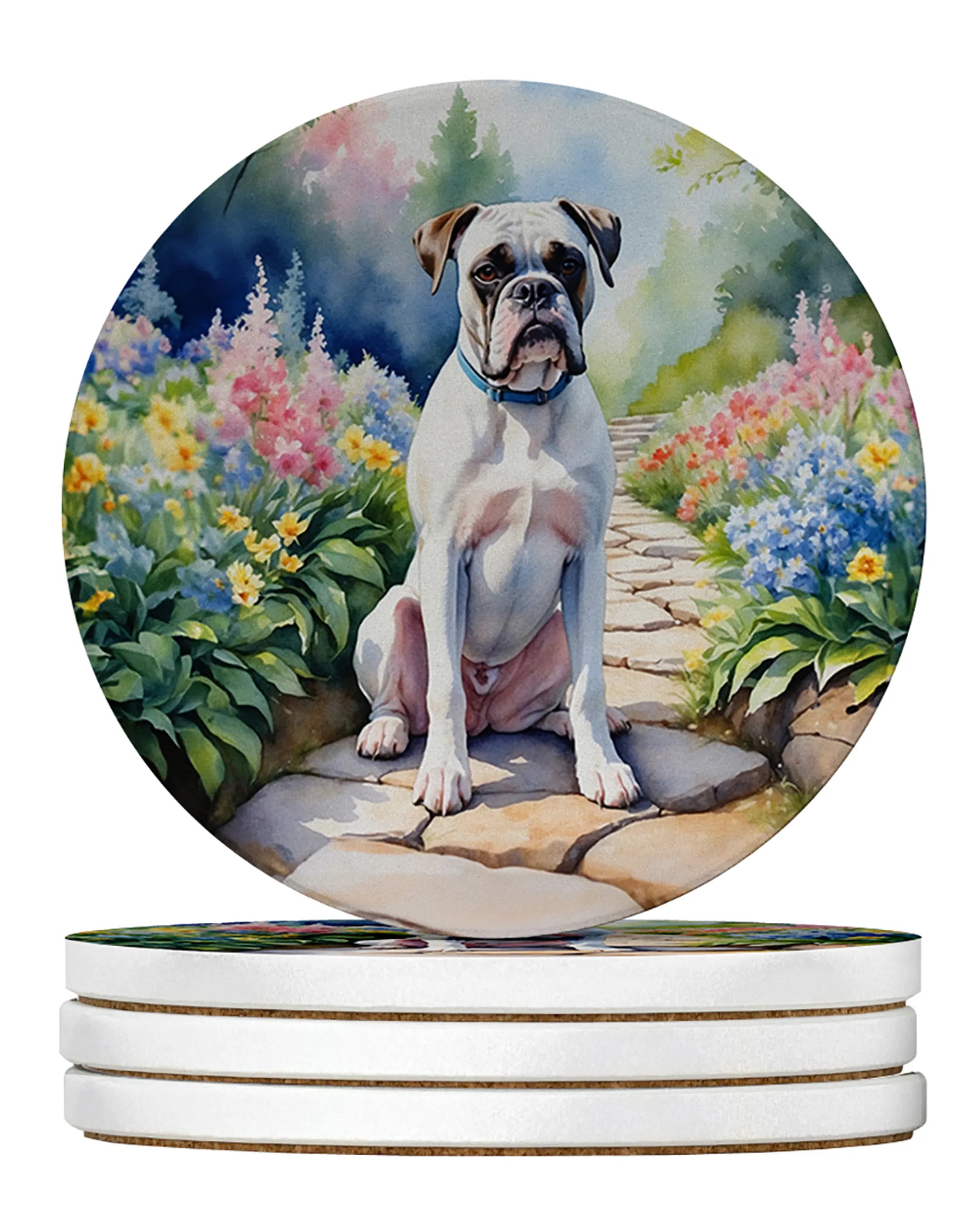 Spring Path Large Sandstone Coasters - Pack of 4 High-Quality Coasters