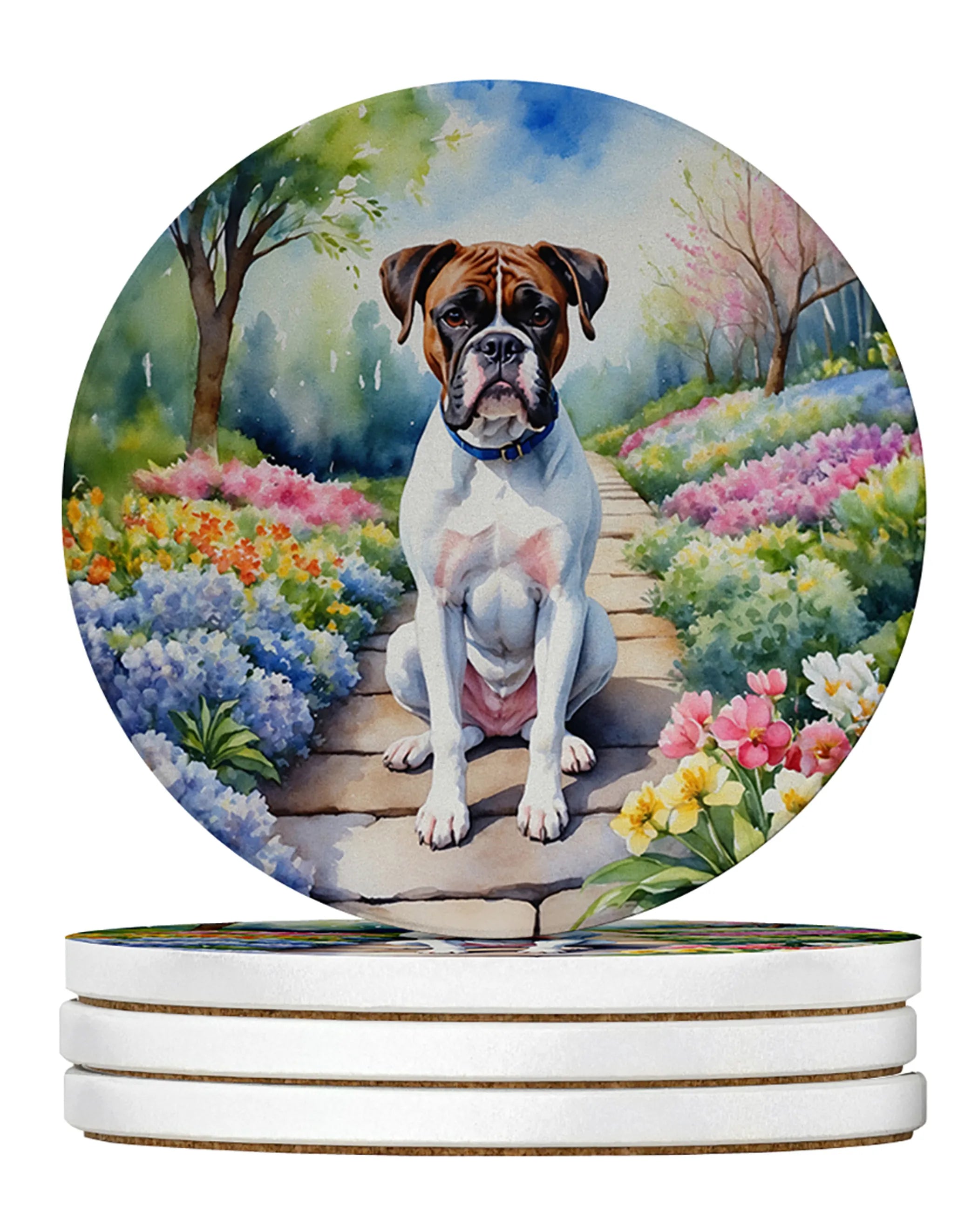 Spring Path Large Sandstone Coasters - Pack of 4 High-Quality Coasters