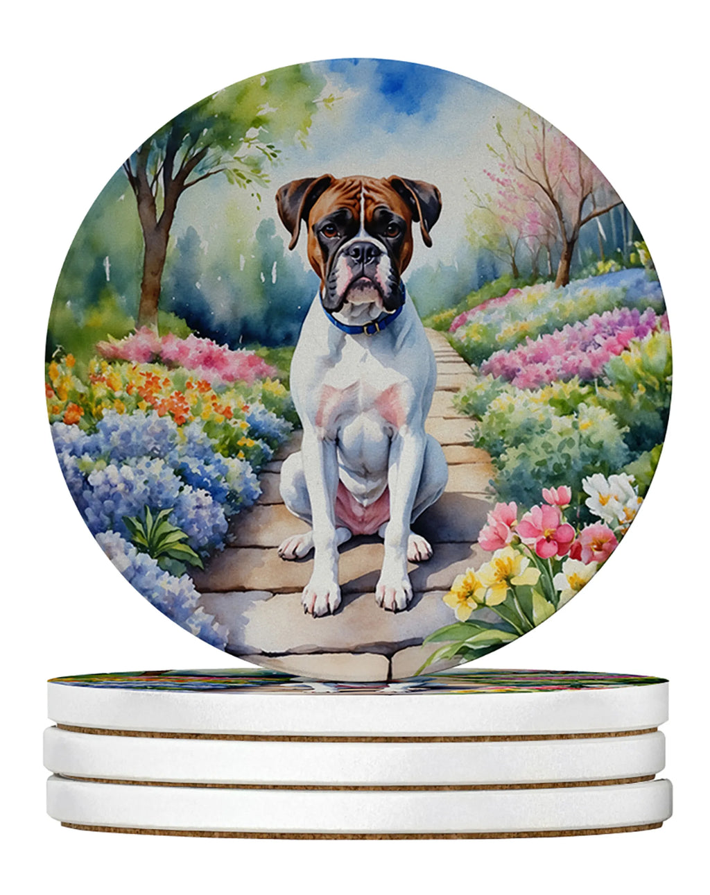 Spring Path Large Sandstone Coasters - Pack of 4 High-Quality Coasters