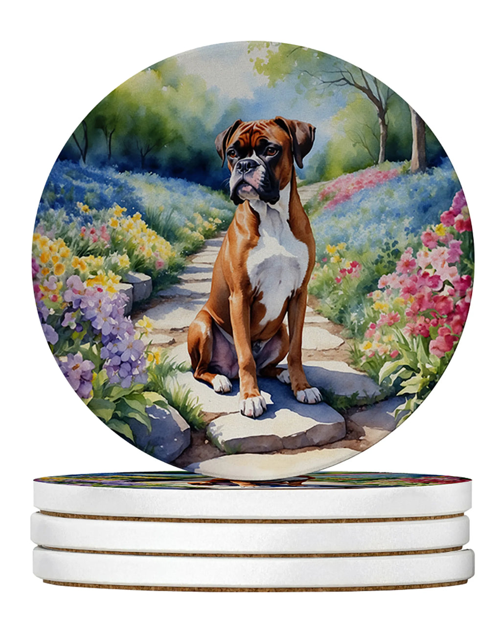 Spring Path Large Sandstone Coasters - Pack of 4 High-Quality Coasters