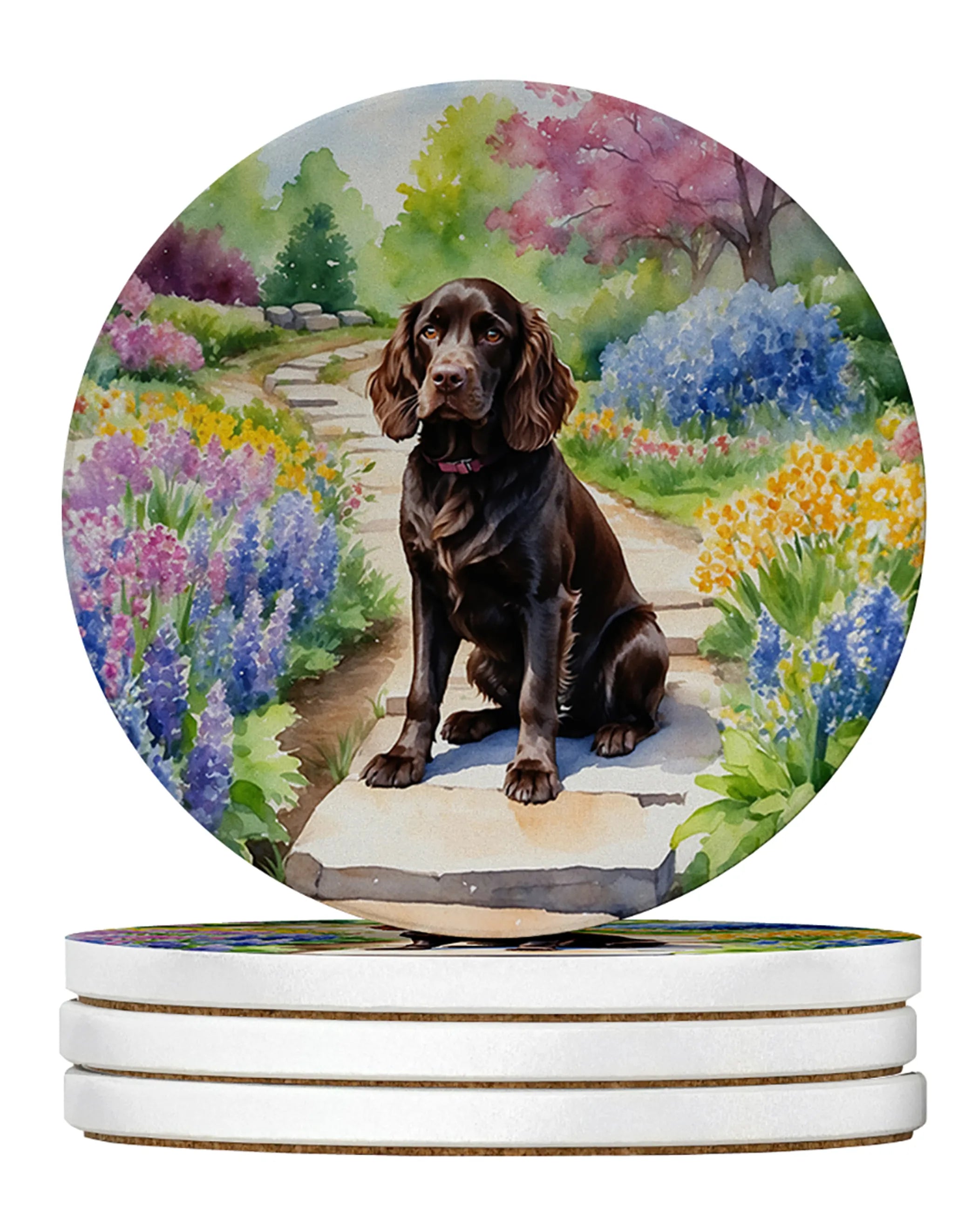 Spring Path Large Sandstone Coasters - Pack of 4 High-Quality Coasters