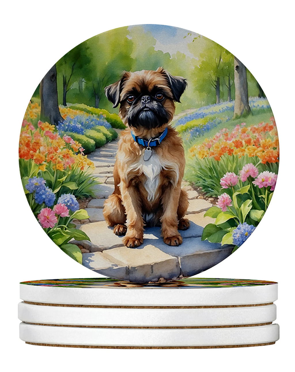 Spring Path Large Sandstone Coasters - Pack of 4 High-Quality Coasters