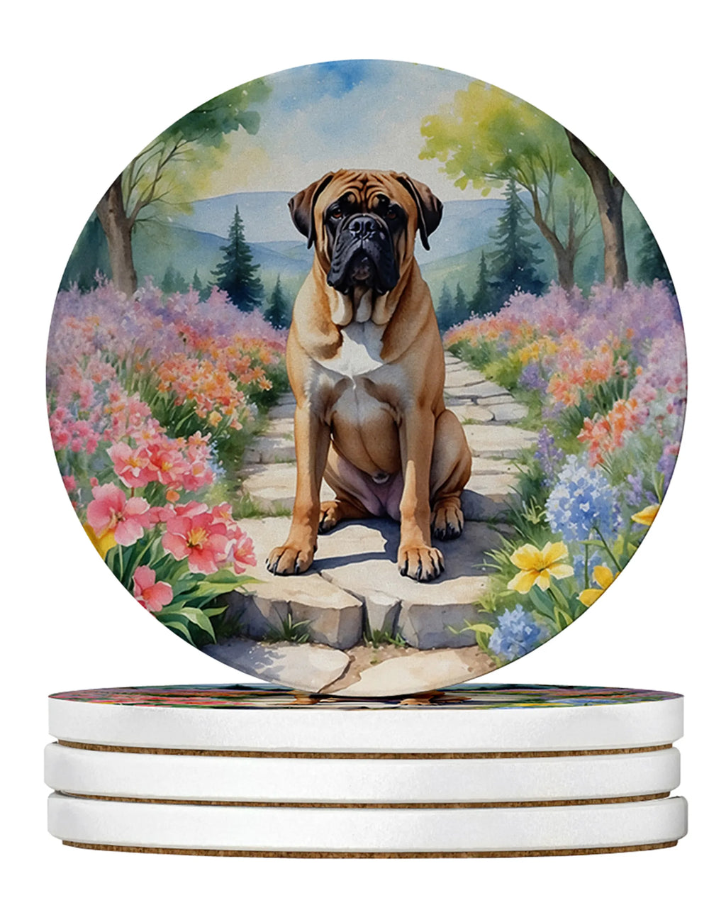 Spring Path Large Sandstone Coasters - Pack of 4 High-Quality Coasters