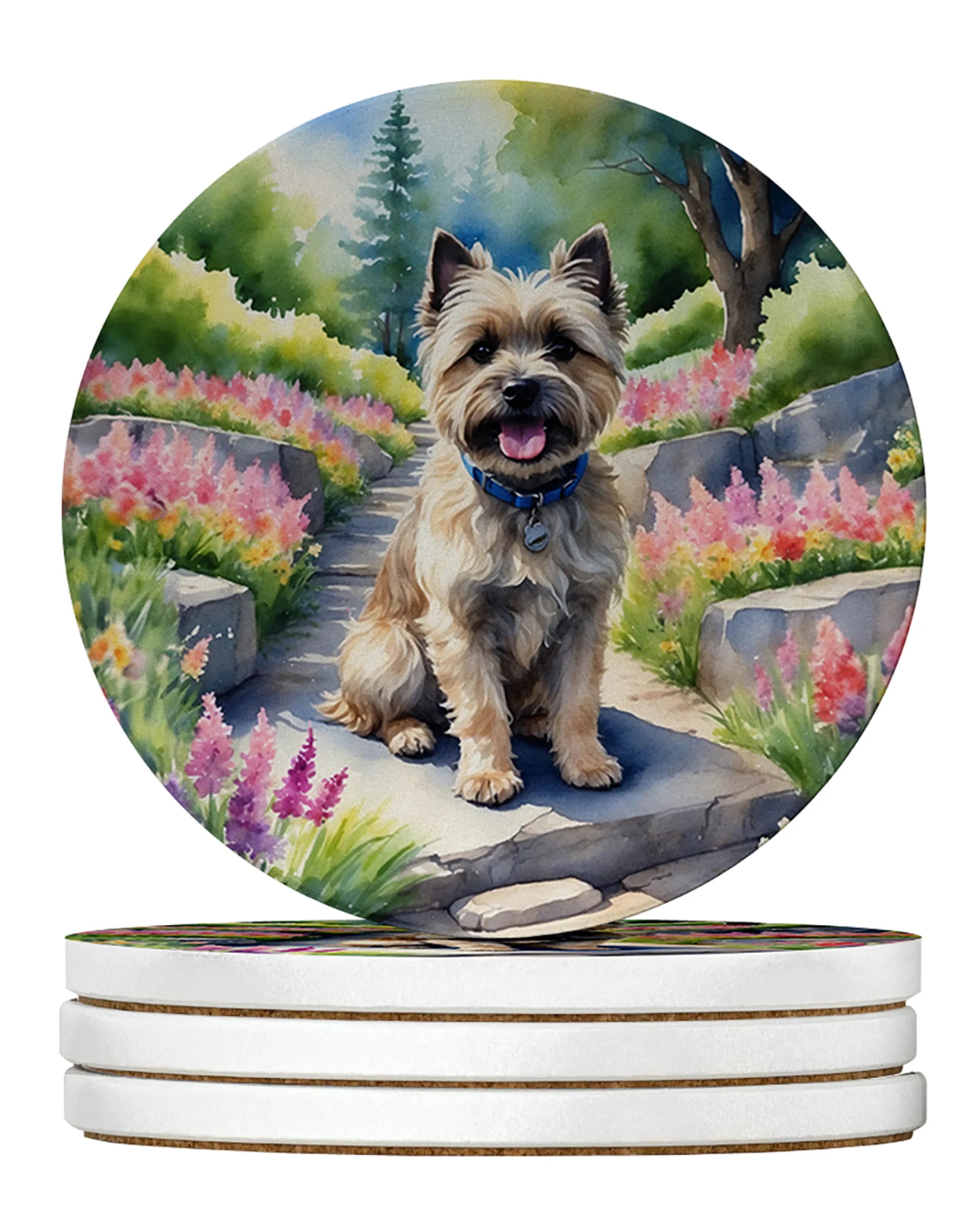 Spring Path Large Sandstone Coasters - Pack of 4 High-Quality Coasters