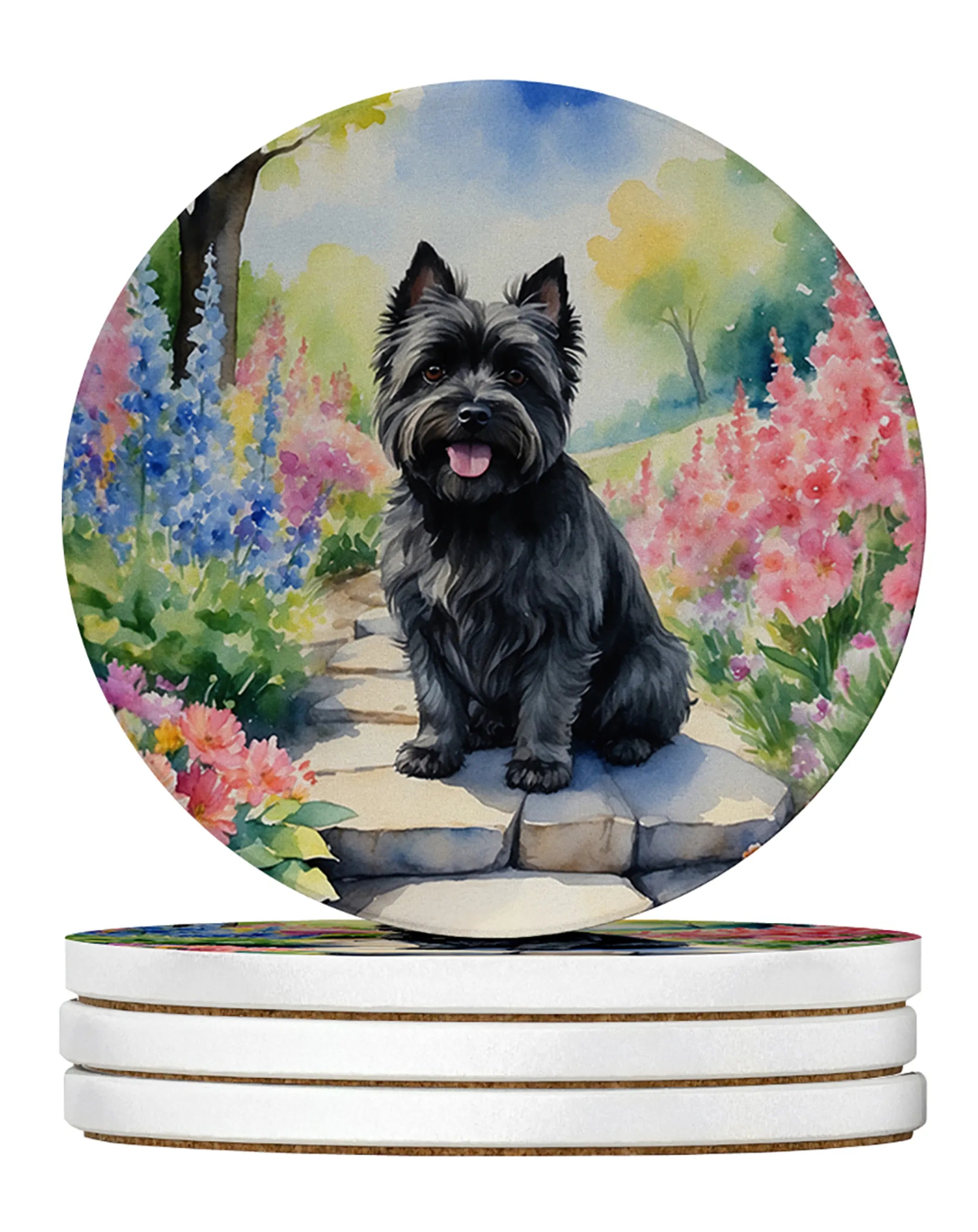 Spring Path Large Sandstone Coasters - Pack of 4 High-Quality Coasters