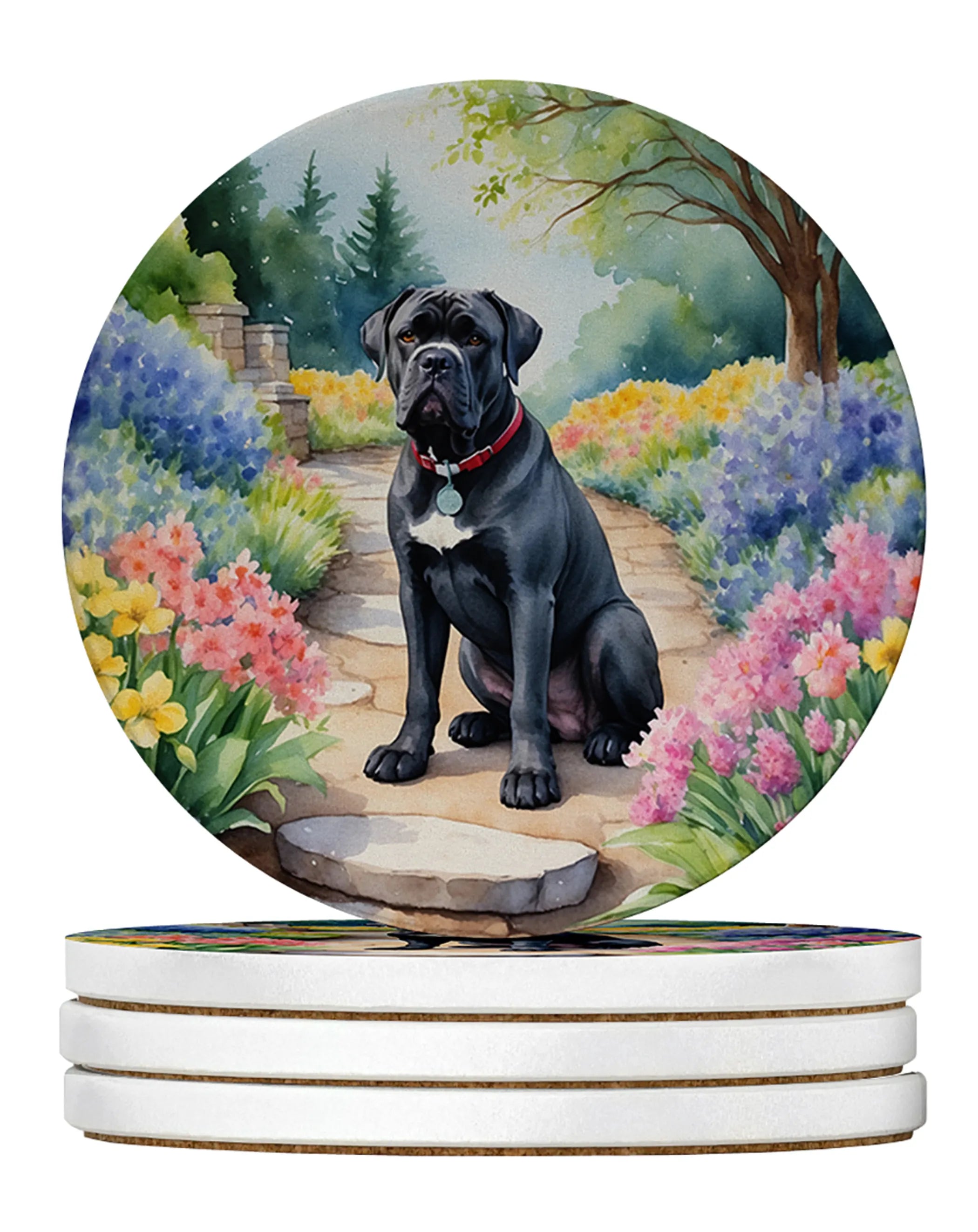 Spring Path Large Sandstone Coasters - Pack of 4 High-Quality Coasters