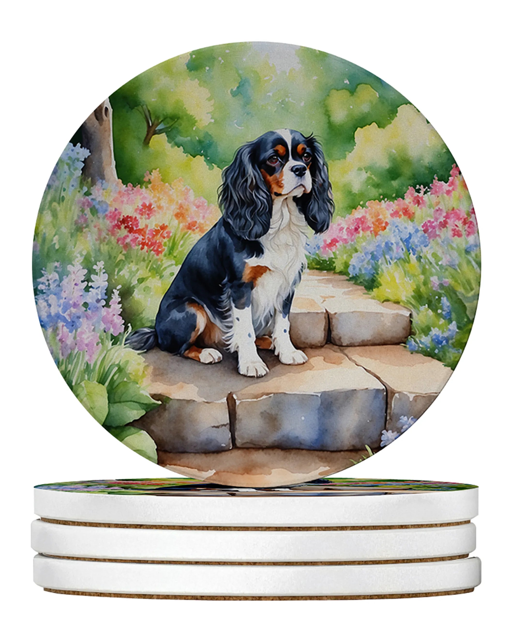 Spring Path Large Sandstone Coasters - Pack of 4 High-Quality Coasters