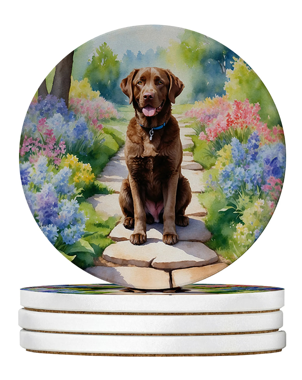 Spring Path Large Sandstone Coasters - Pack of 4 High-Quality Coasters