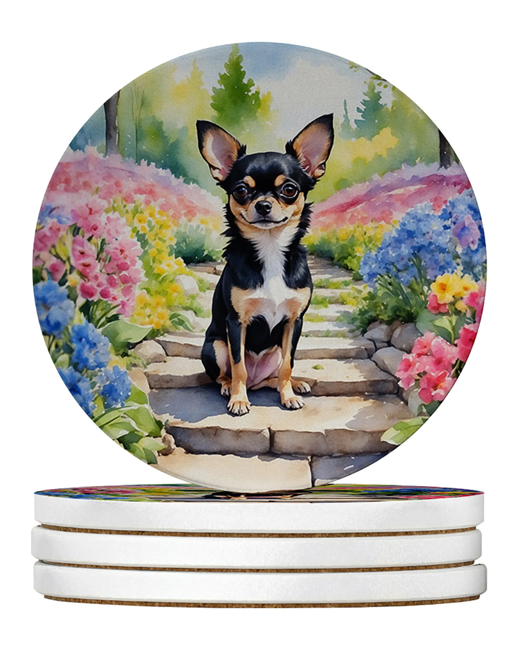 Spring Path Large Sandstone Coasters - Pack of 4 High-Quality Coasters