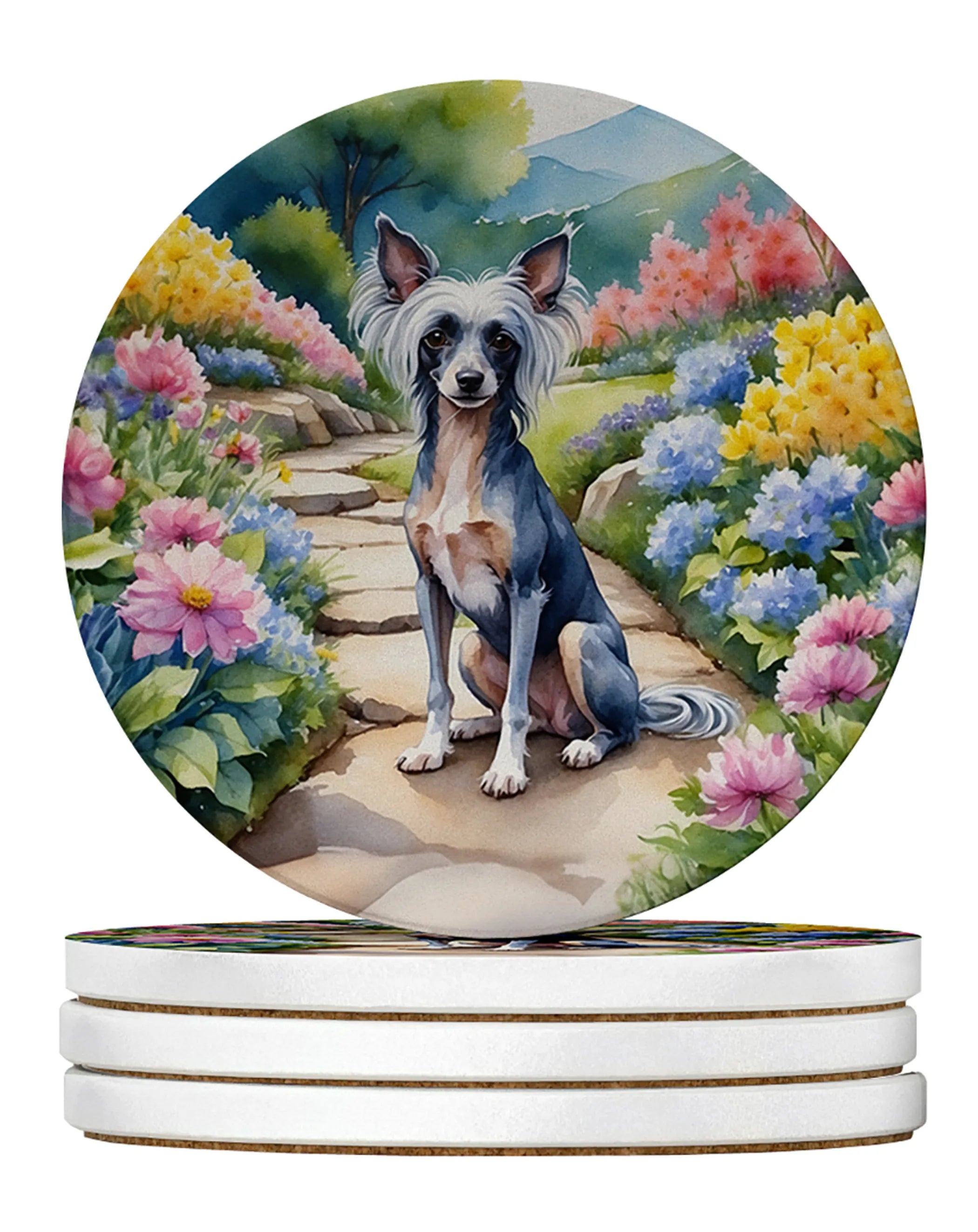 Spring Path Large Sandstone Coasters - Pack of 4 High-Quality Coasters