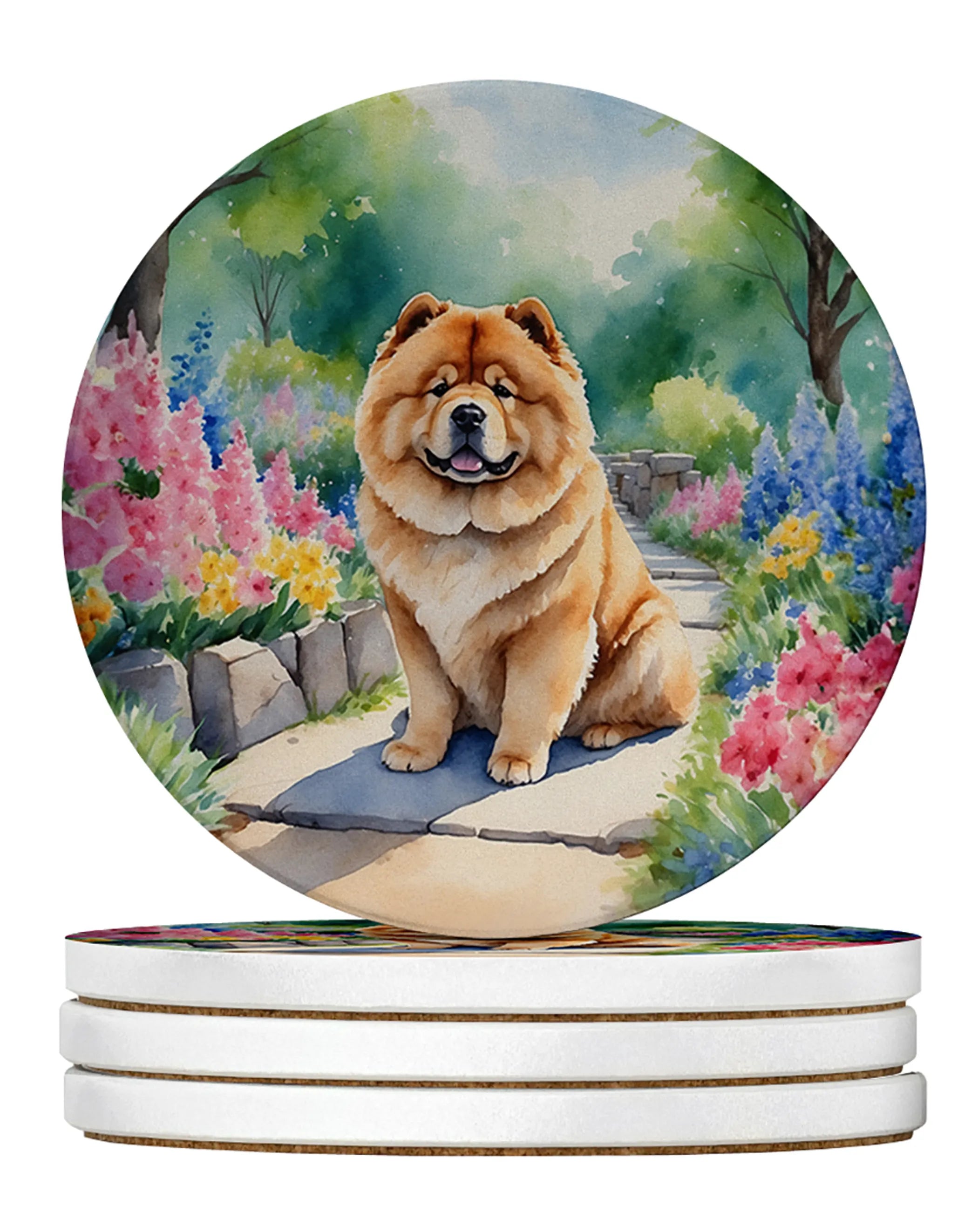 Spring Path Large Sandstone Coasters - Pack of 4 High-Quality Coasters