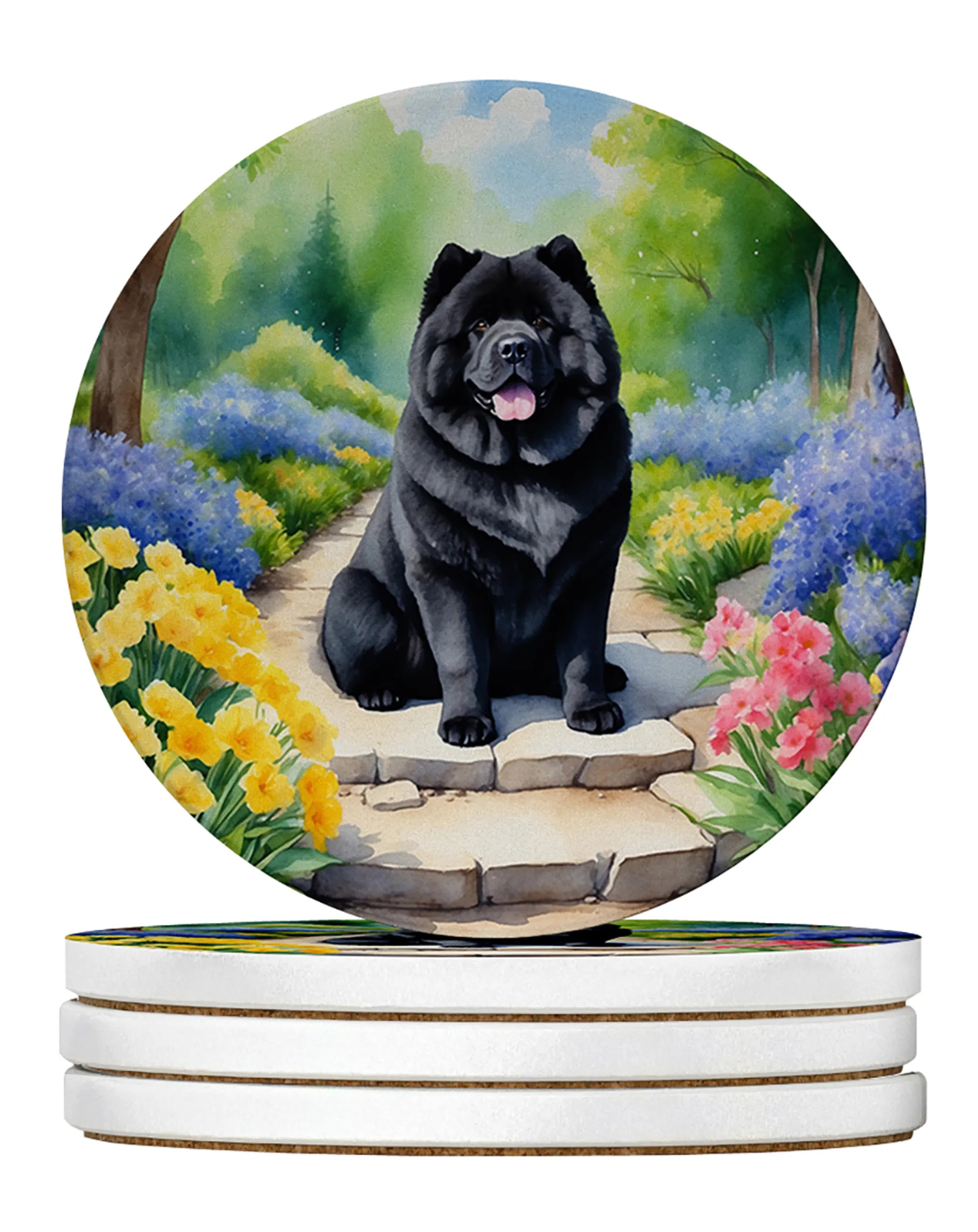 Spring Path Large Sandstone Coasters - Pack of 4 High-Quality Coasters