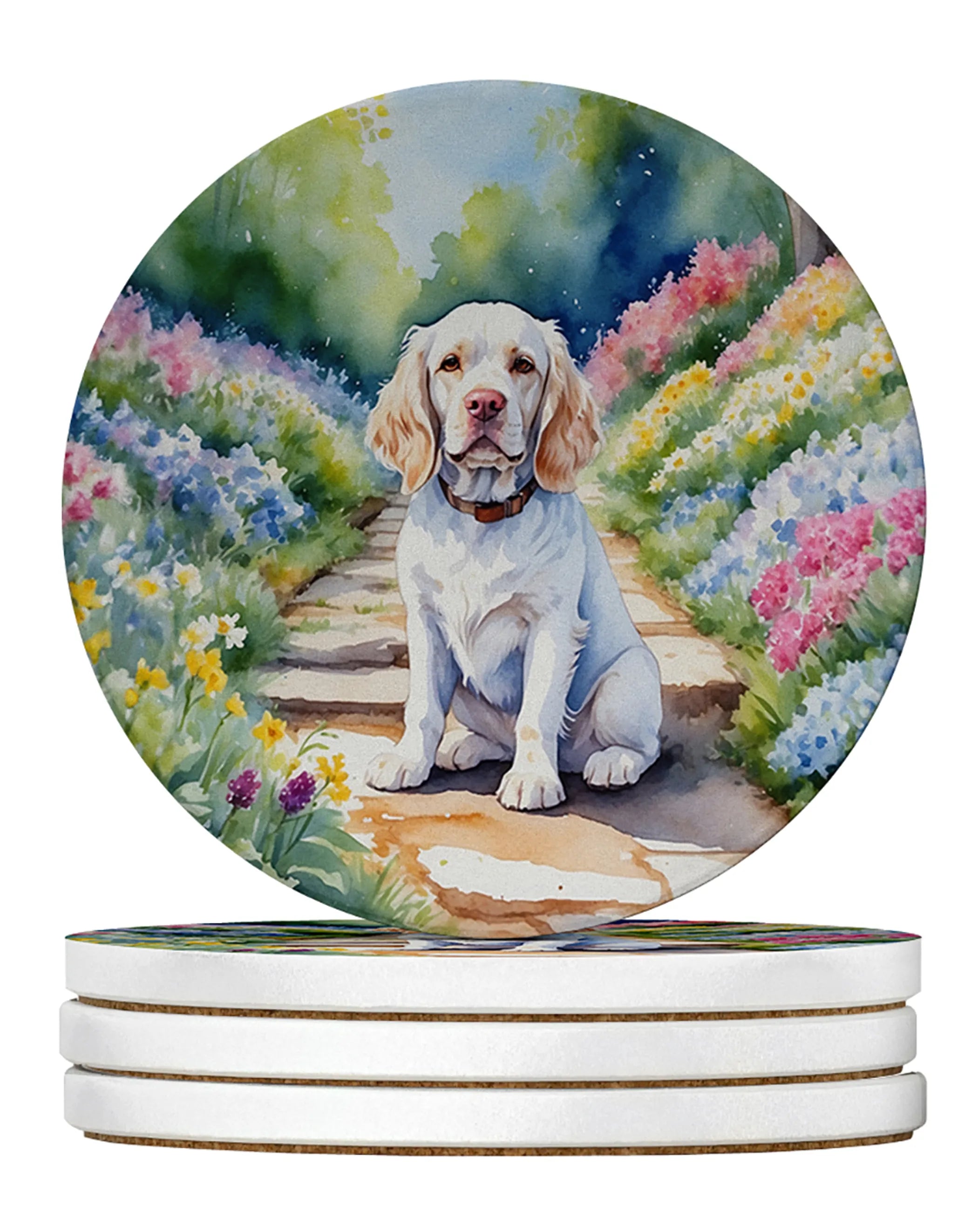 Spring Path Large Sandstone Coasters - Pack of 4 High-Quality Coasters