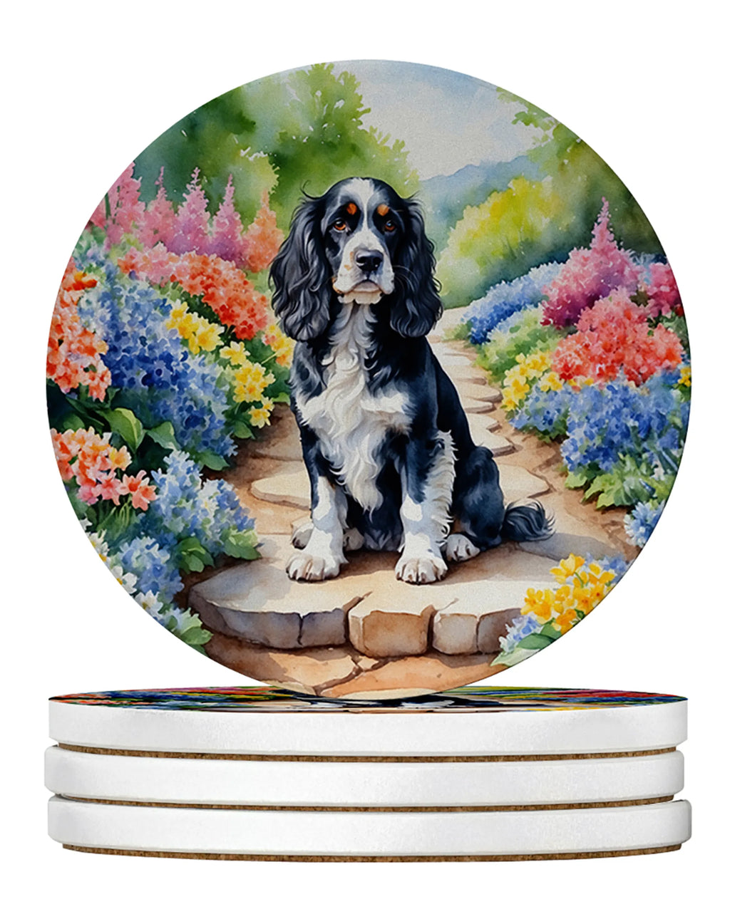 Spring Path Large Sandstone Coasters - Pack of 4 High-Quality Coasters