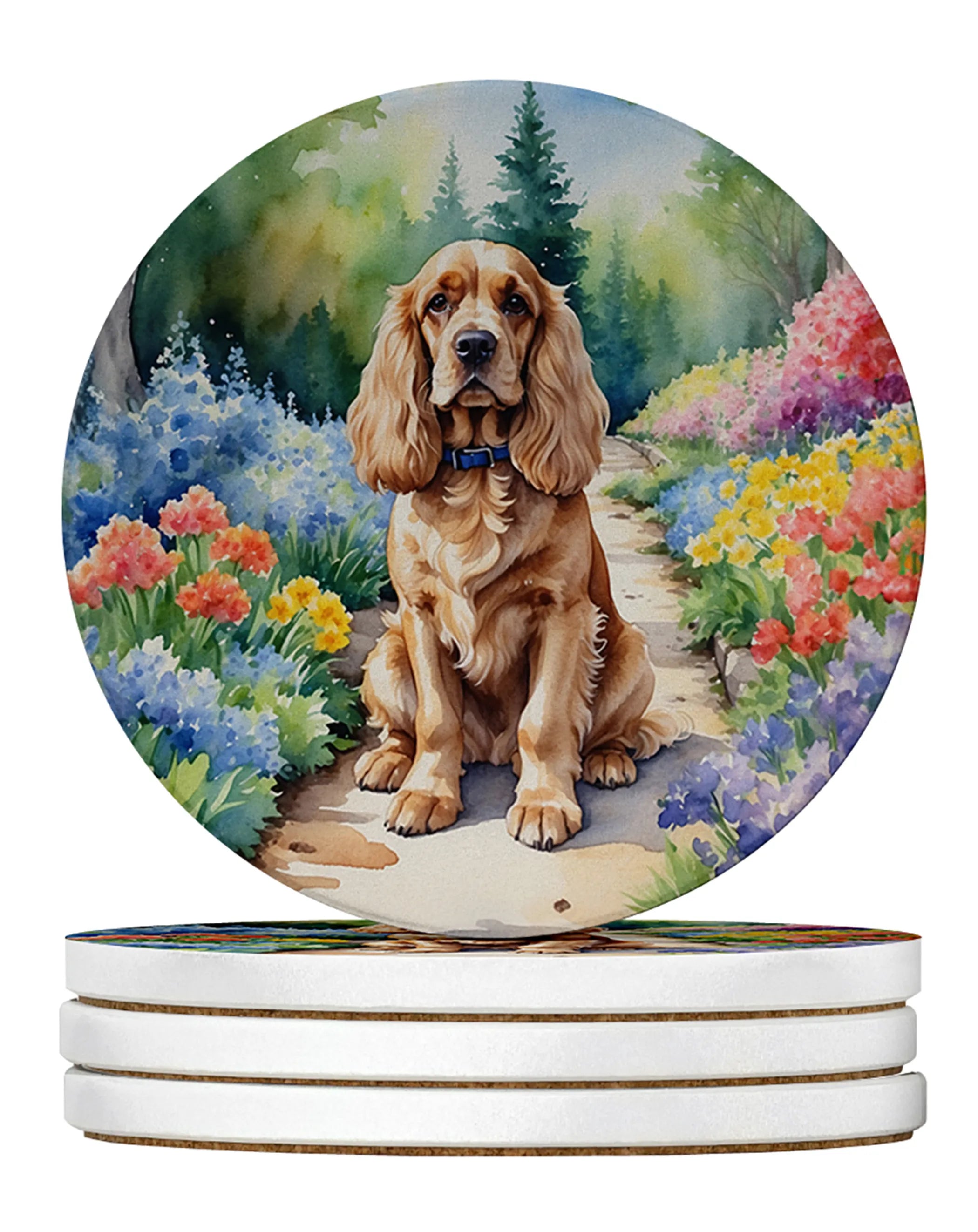 Spring Path Large Sandstone Coasters - Pack of 4 High-Quality Coasters