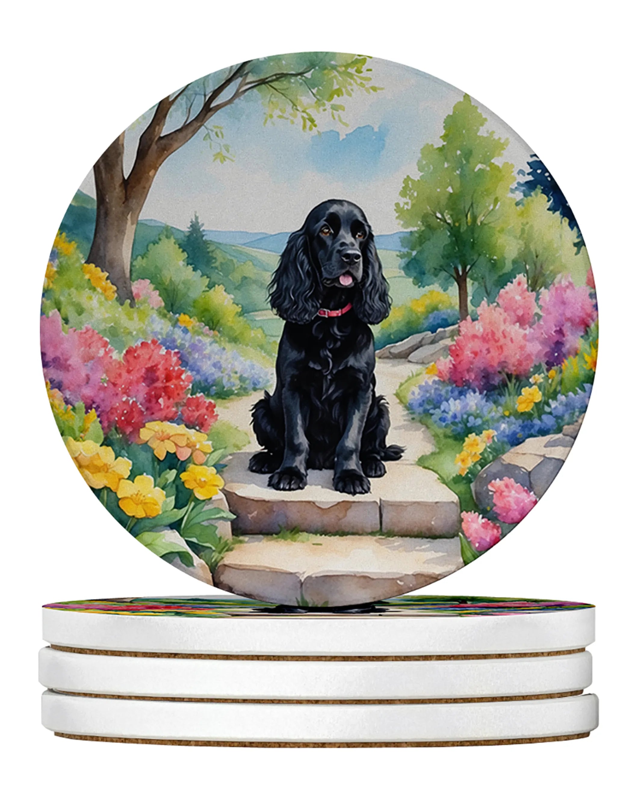Spring Path Large Sandstone Coasters - Pack of 4 High-Quality Coasters