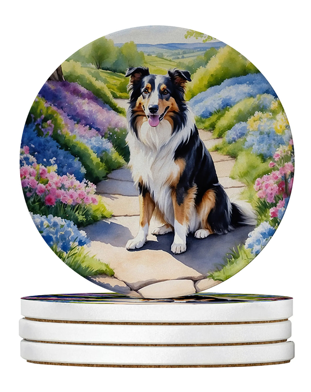 Spring Path Large Sandstone Coasters - Pack of 4 High-Quality Coasters