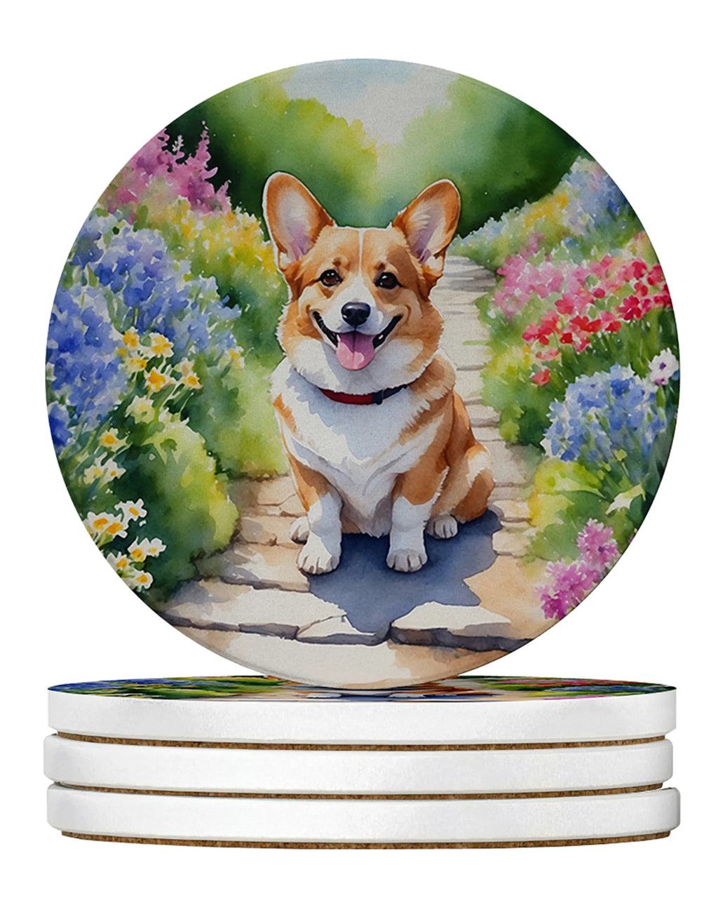Spring Path Large Sandstone Coasters - Pack of 4 High-Quality Coasters