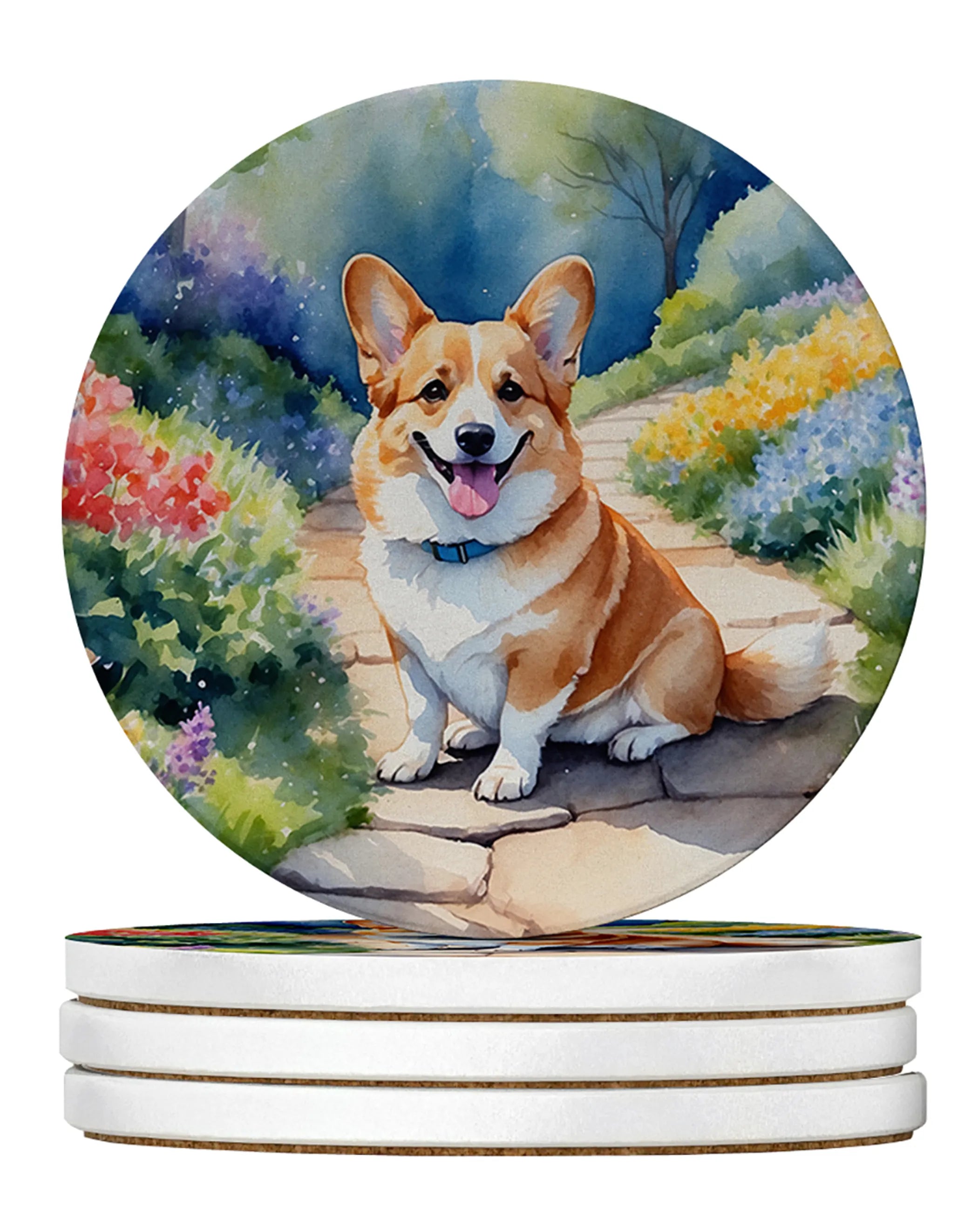 Spring Path Large Sandstone Coasters - Pack of 4 High-Quality Coasters