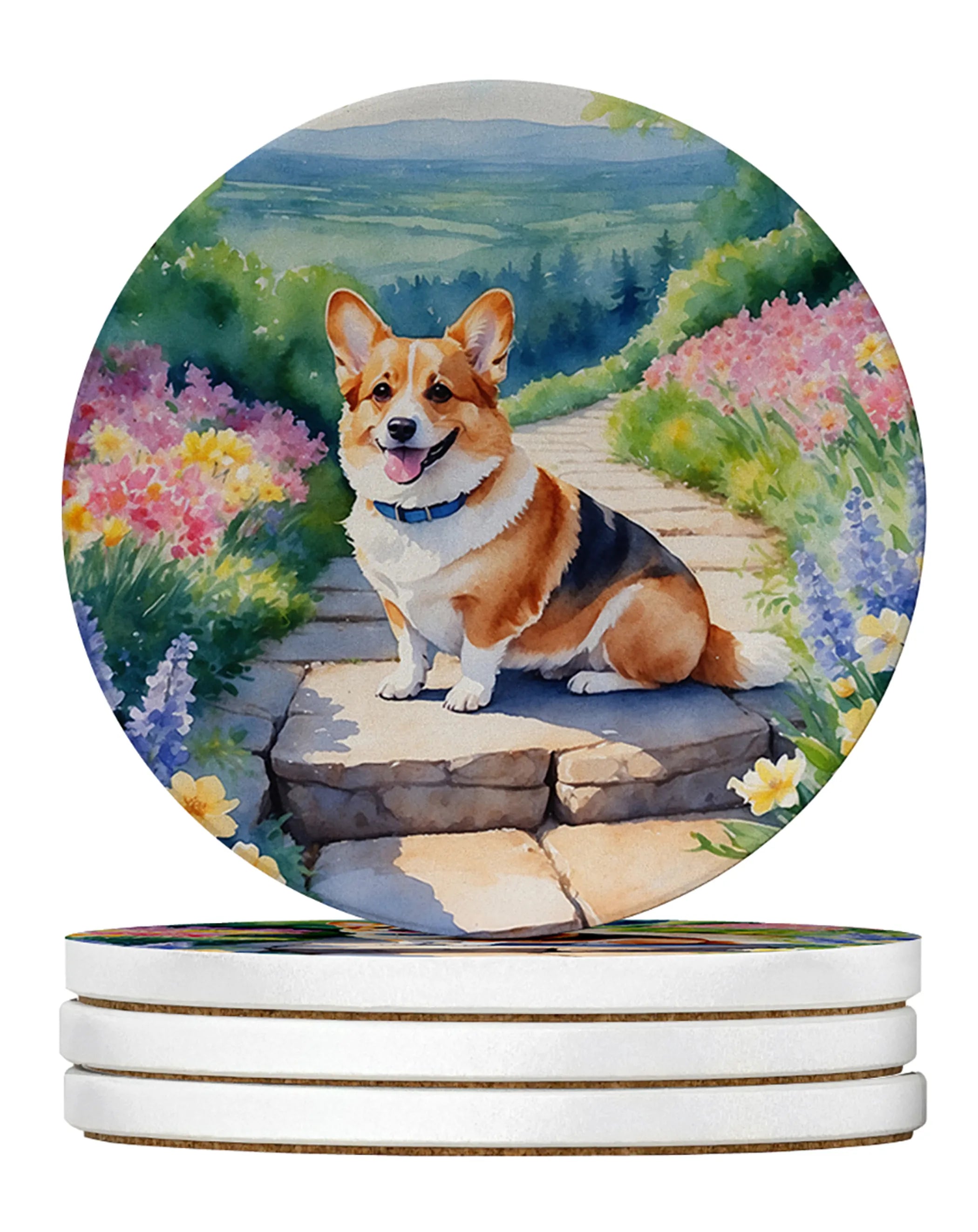 Spring Path Large Sandstone Coasters - Pack of 4 High-Quality Coasters