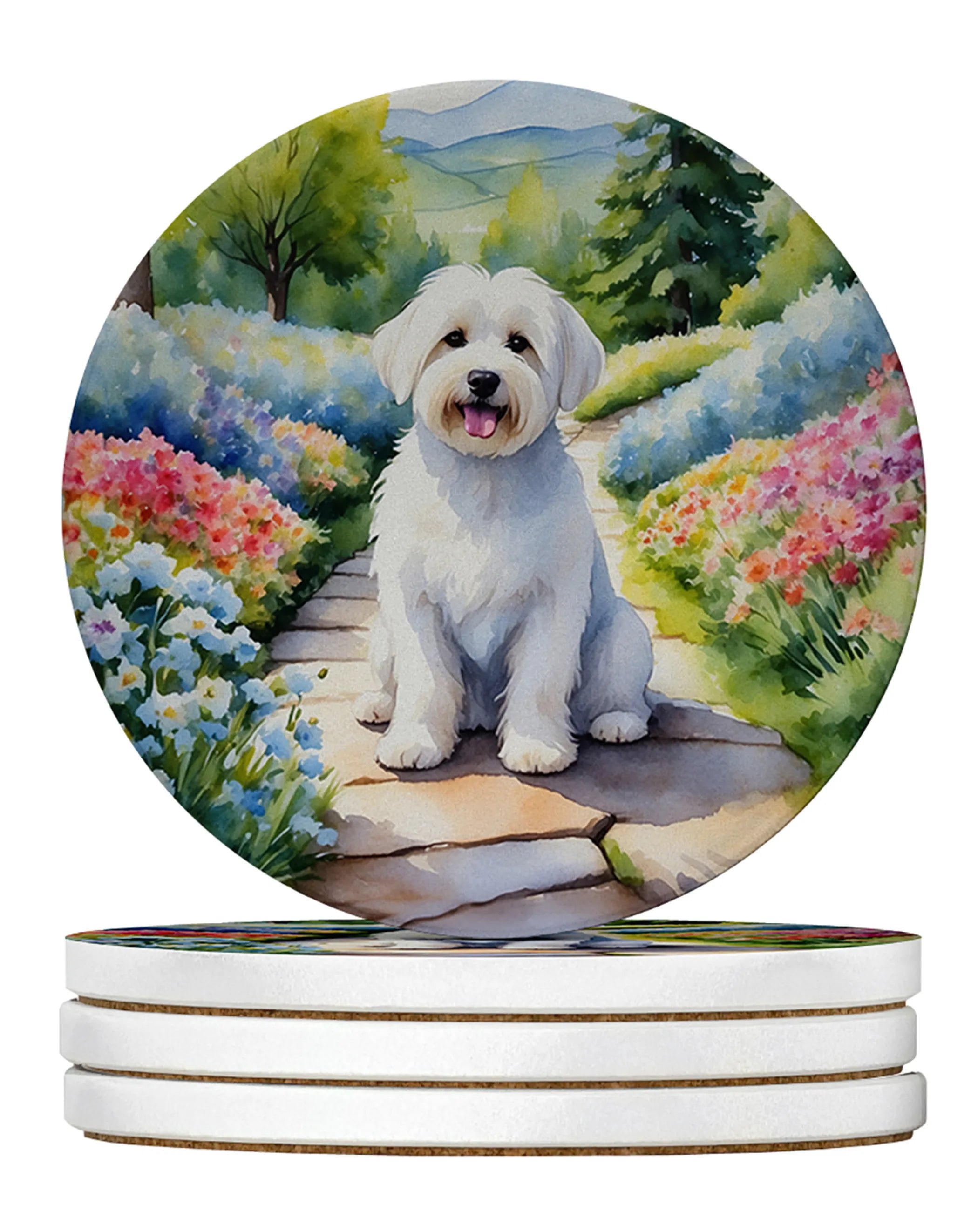 Spring Path Large Sandstone Coasters - Pack of 4 High-Quality Coasters