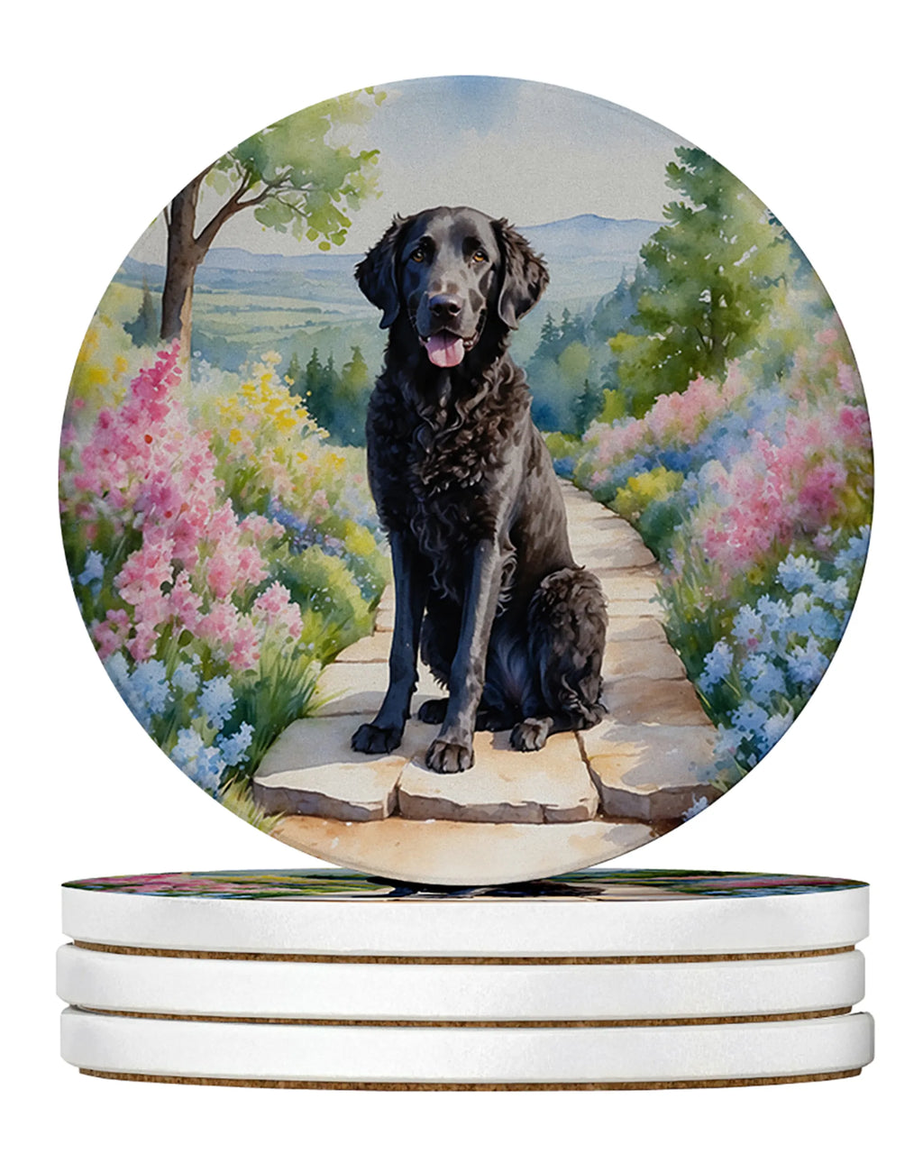 Spring Path Large Sandstone Coasters - Pack of 4 High-Quality Coasters