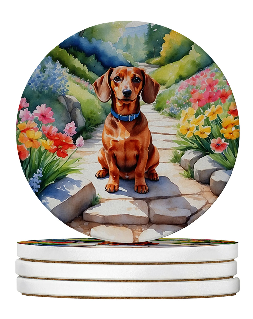Spring Path Large Sandstone Coasters - Pack of 4 High-Quality Coasters
