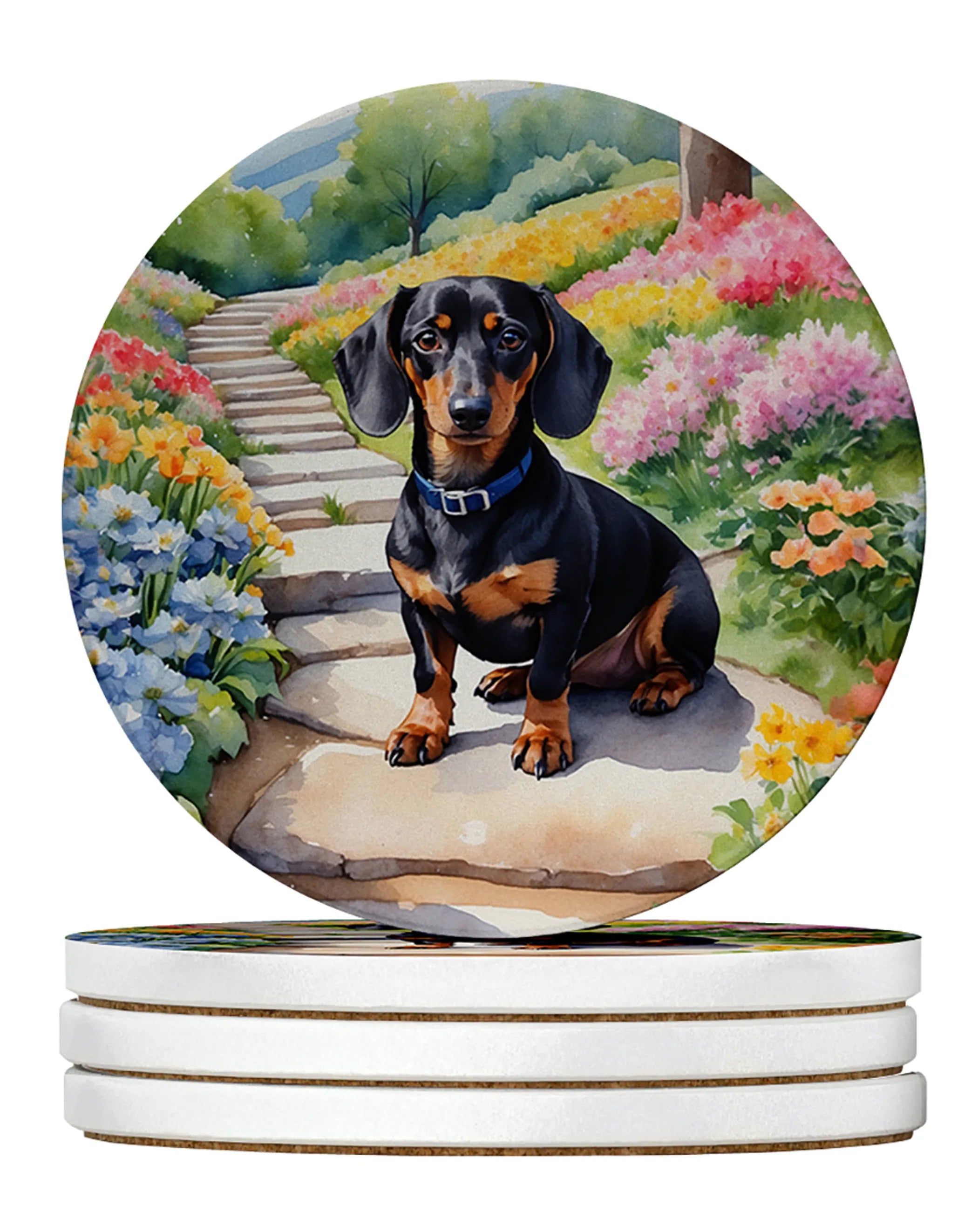 Spring Path Large Sandstone Coasters - Pack of 4 High-Quality Coasters