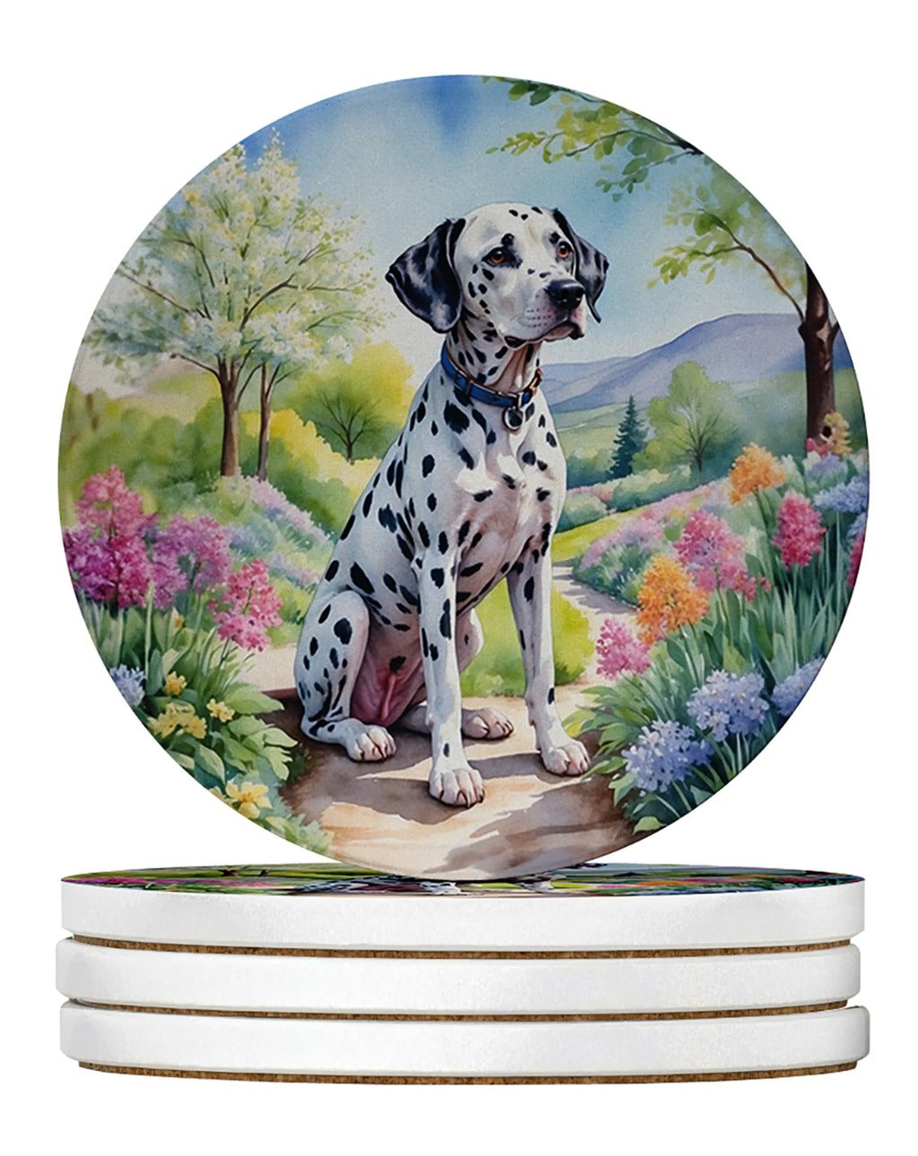 Spring Path Large Sandstone Coasters - Pack of 4 High-Quality Coasters