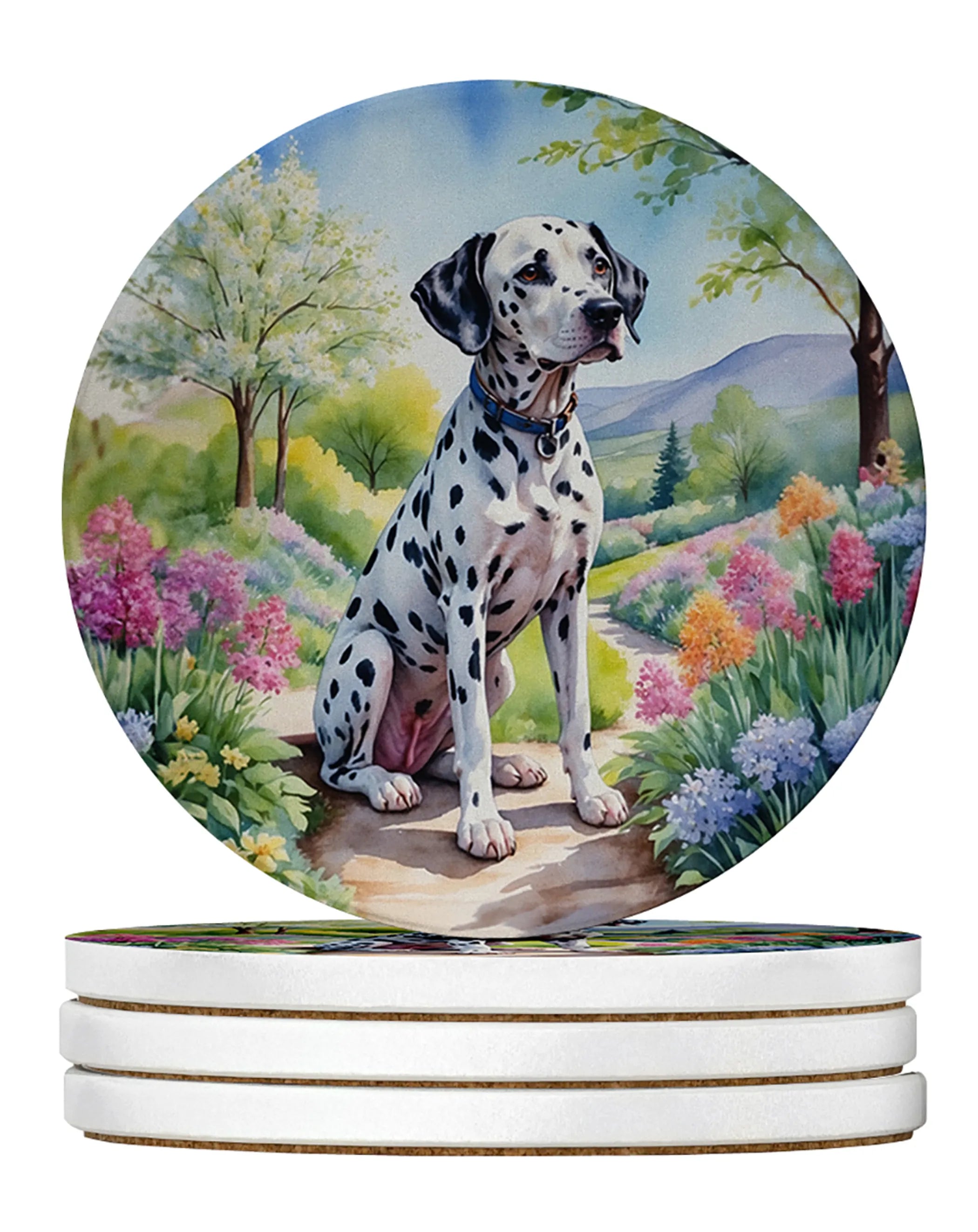 Spring Path Large Sandstone Coasters - Pack of 4 High-Quality Coasters