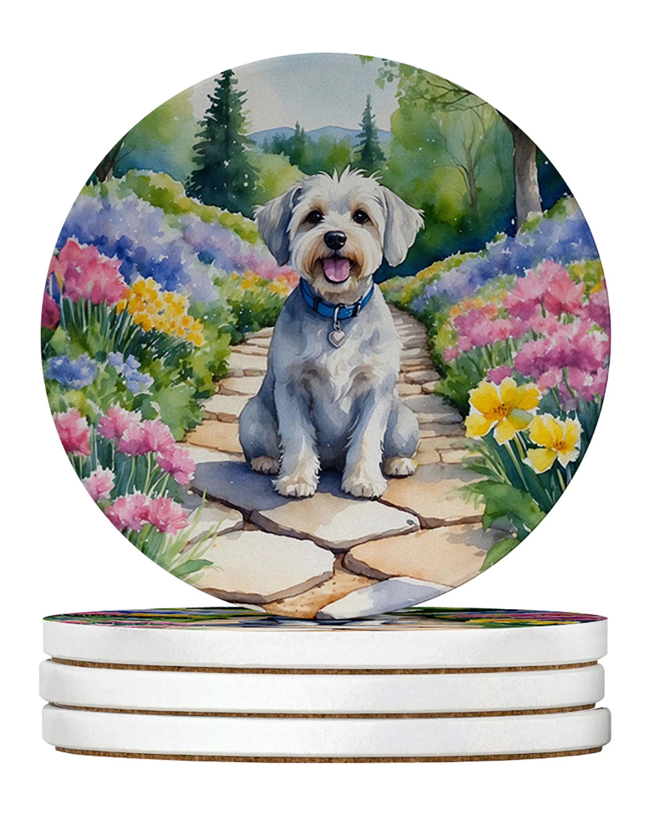 Spring Path Large Sandstone Coasters - Pack of 4 High-Quality Coasters