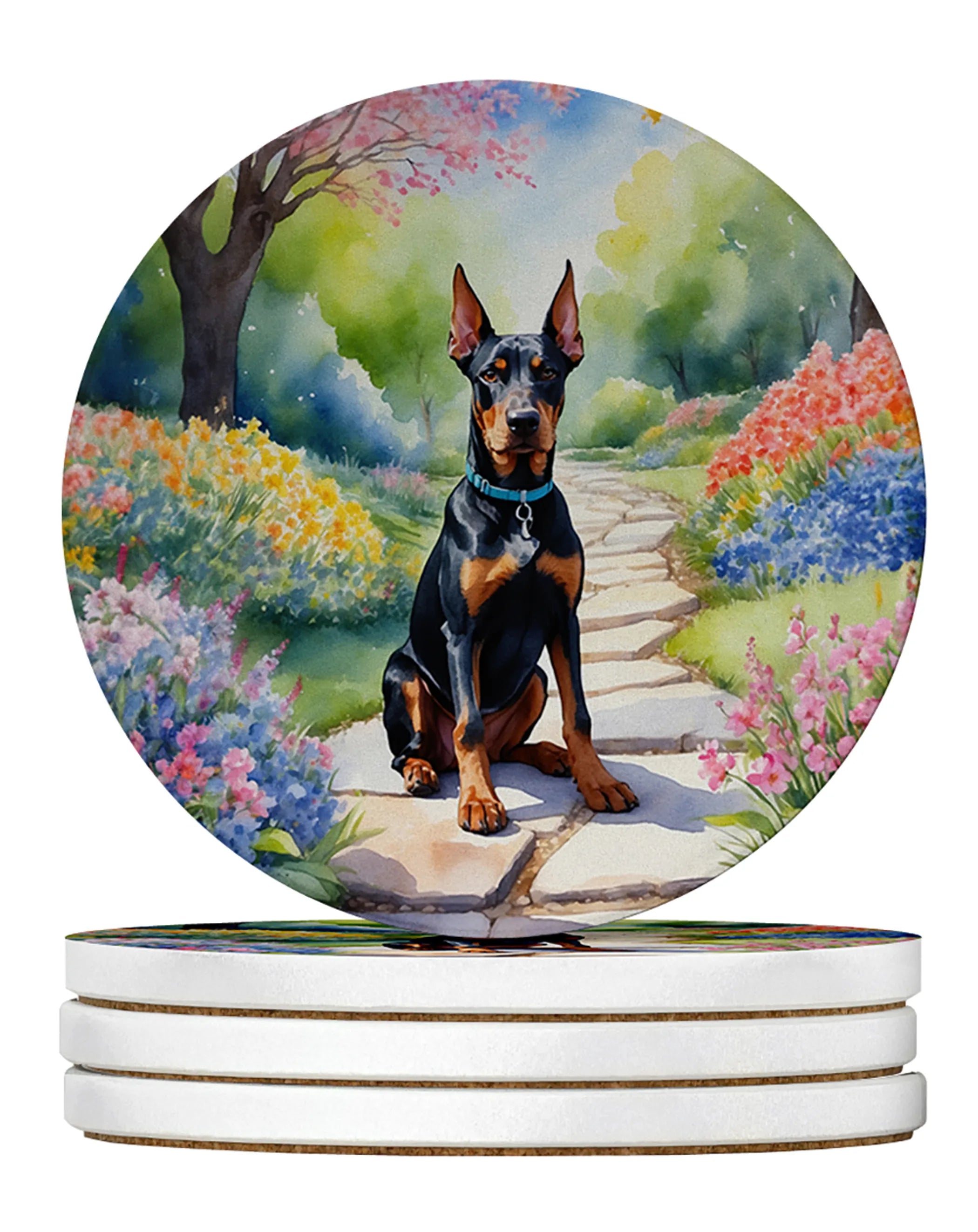 Spring Path Large Sandstone Coasters - Pack of 4 High-Quality Coasters