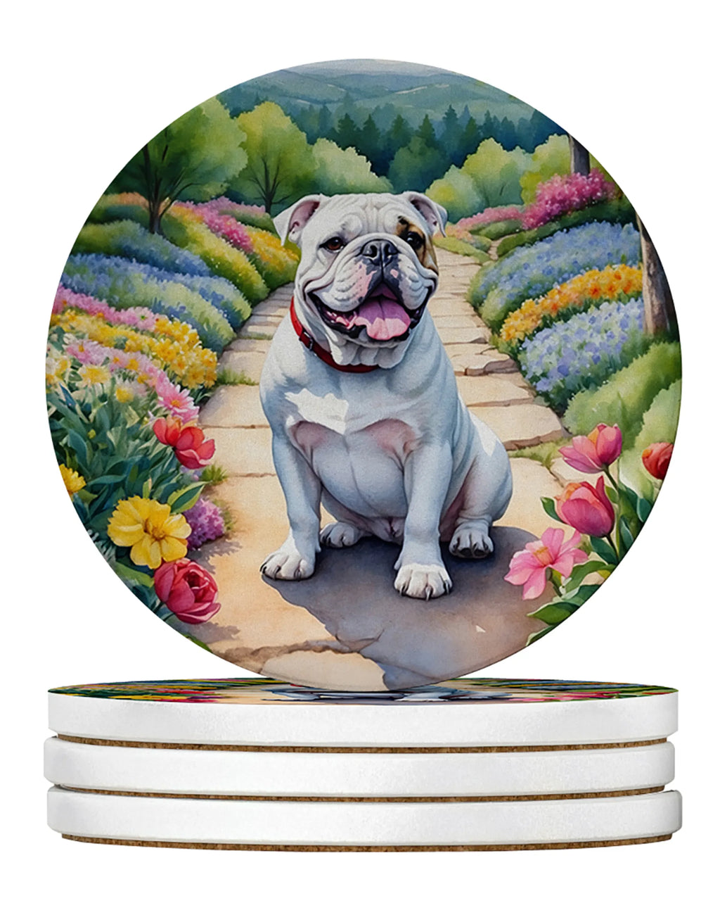 Spring Path Large Sandstone Coasters - Pack of 4 High-Quality Coasters